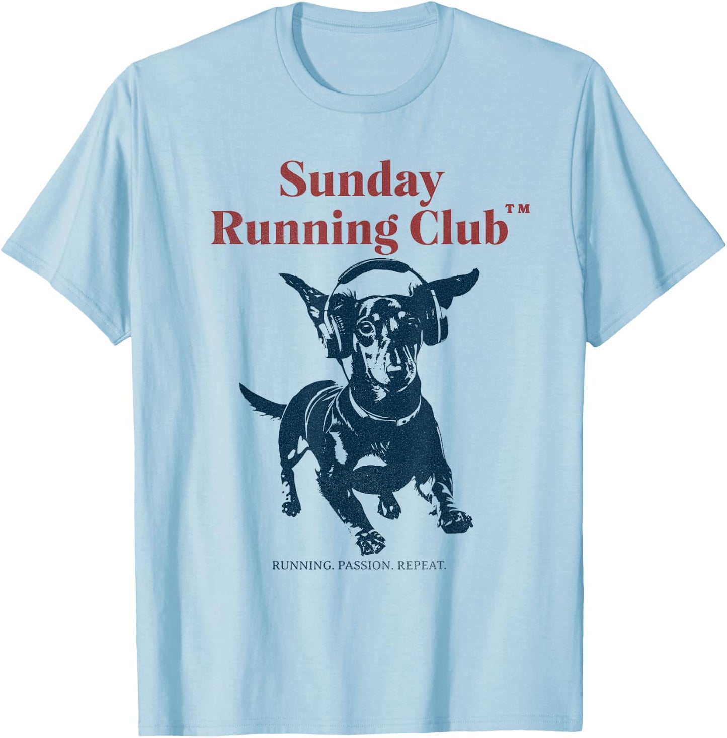 Sunday Running Club - laufender Dackel T-Shirt - T-Shirt | Light Blue