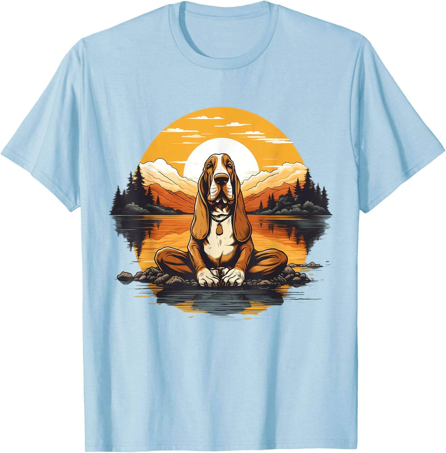 Basset Hound Dog Meditation Yoga Men Women Kids T-Shirt - T-Shirt | Light Blue