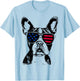 Boston Terrier Dog 4th of July America USA Flag T-Shirt - T-Shirt | Light Blue