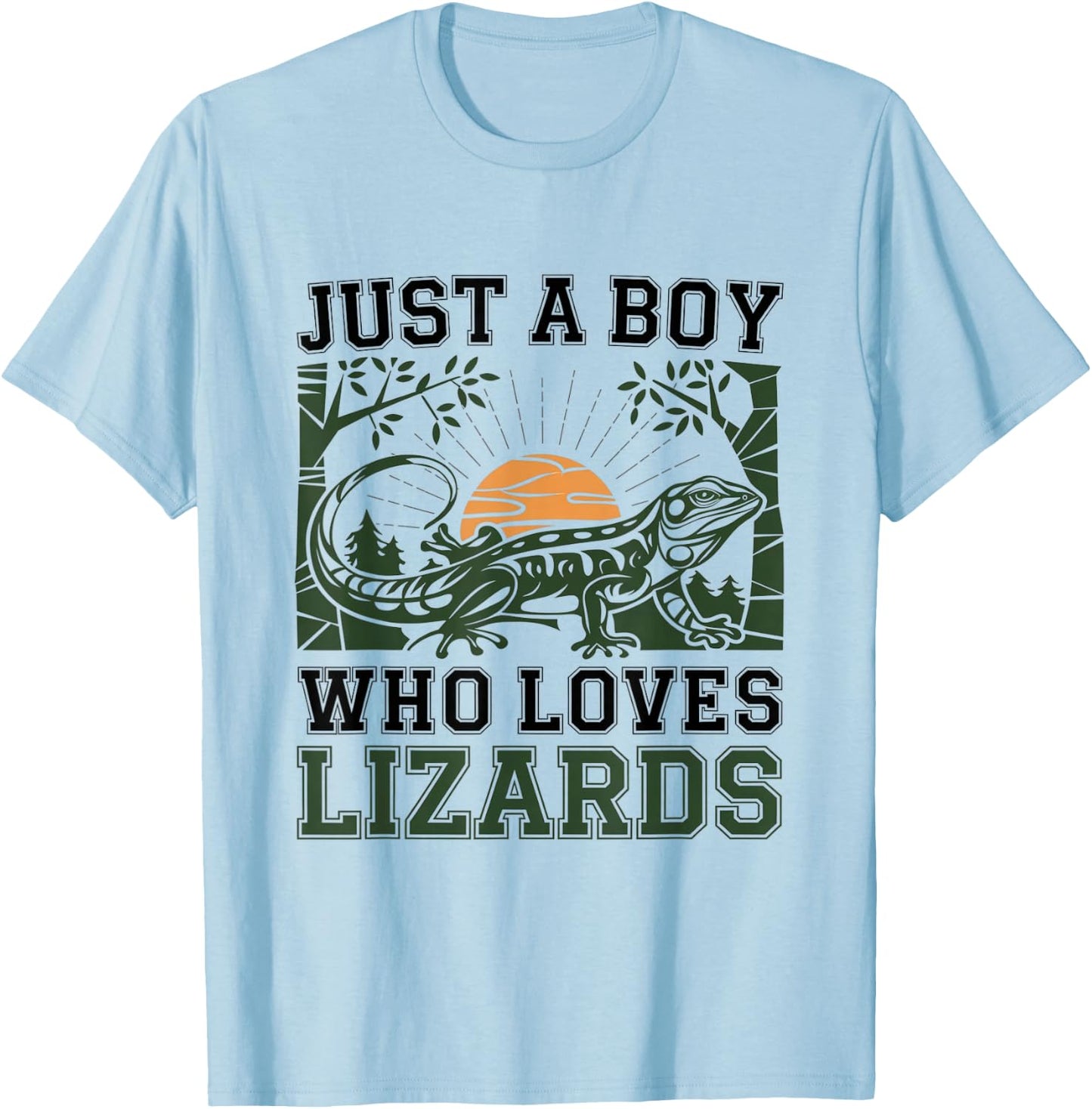 Just A Boy Who Loves Lizard Cute Casual Outfit Lover T-Shirt - T-Shirt | Light Blue