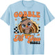 Cute Turkey Gobble Til You Wobble Girl Toddler Thanksgiving T-Shirt - T-Shirt | Light Blue