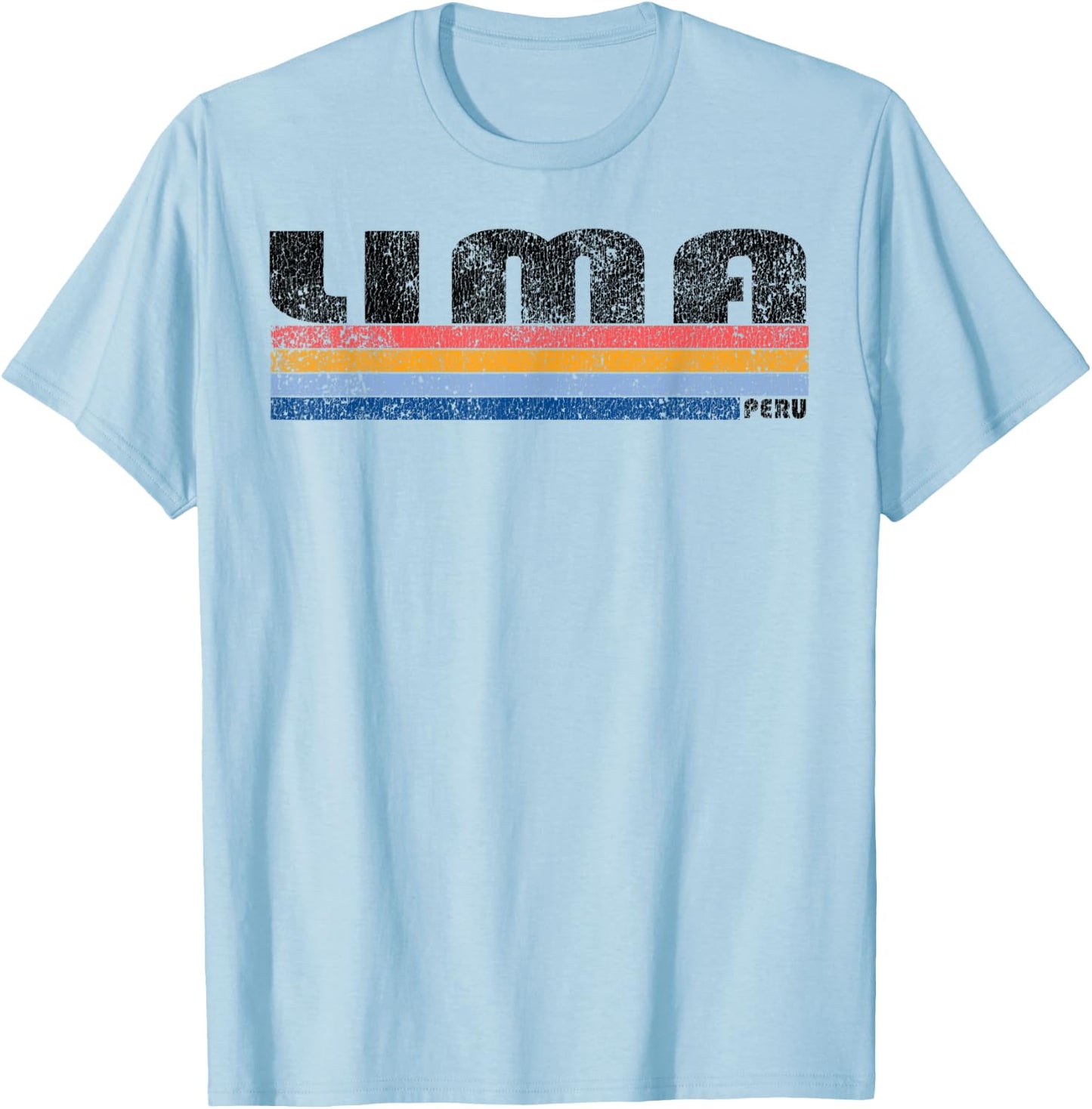 Vintage 1980s Style Lima Peru T-Shirt - T-Shirt | Light Blue