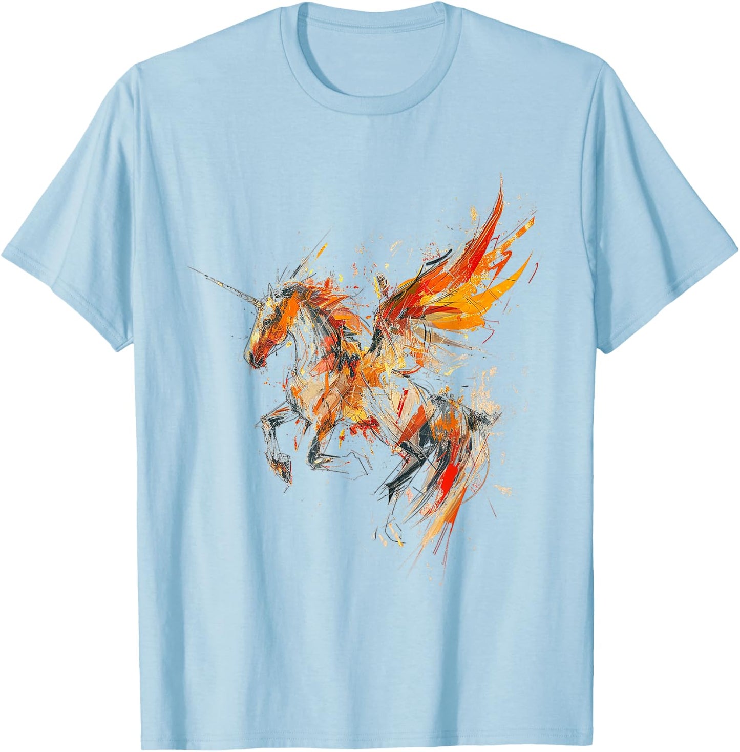 Pegasus Abstract Graphic Painting Artwork Colorful Pegasus , white, S T-Shirt - T-Shirt | Light Blue