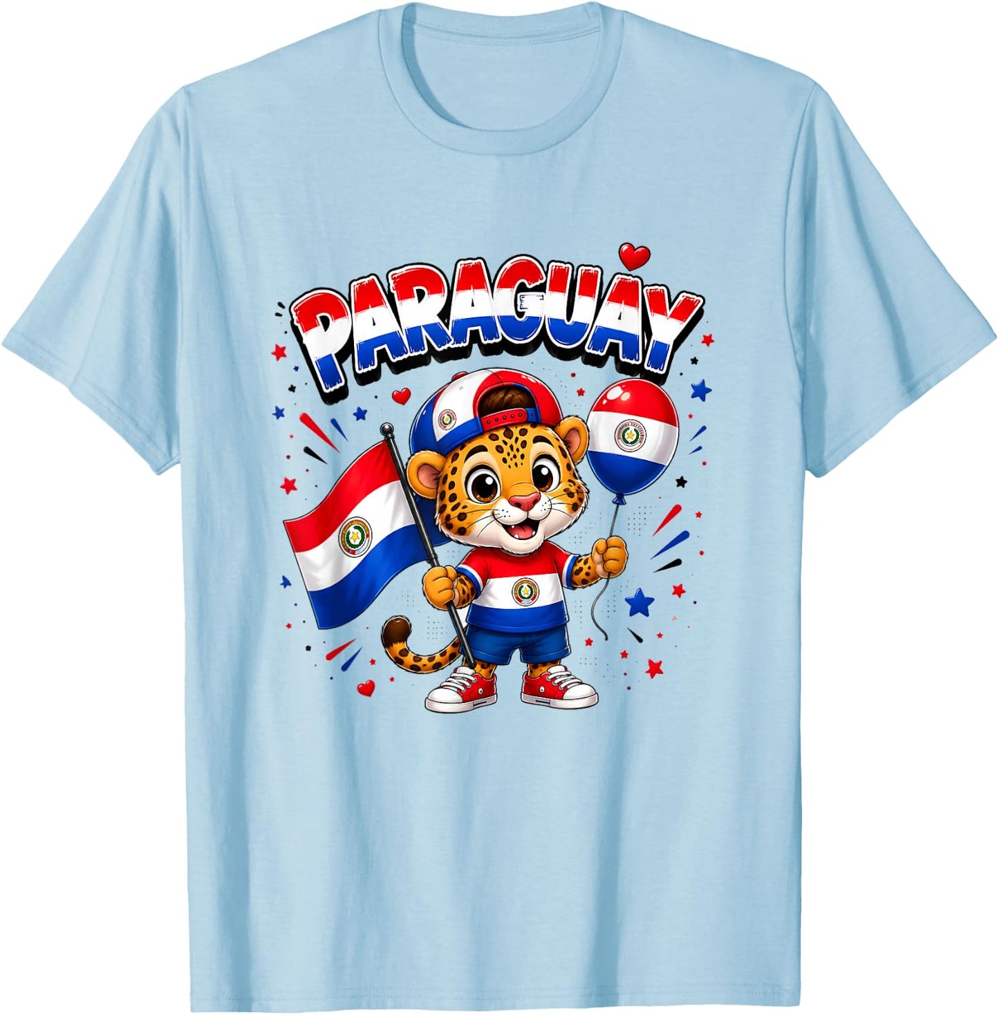 Paraguay Flag Shirt, Paraguay map, Paraguay for Kids Girls T-Shirt - T-Shirt | Light Blue