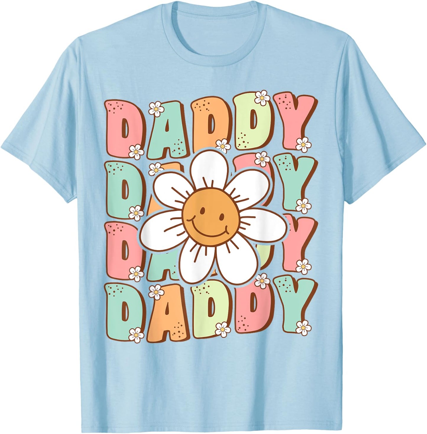 Groovy Daddy Matching Family Birthday Party Daisy Flower T-Shirt - T-Shirt | Light Blue
