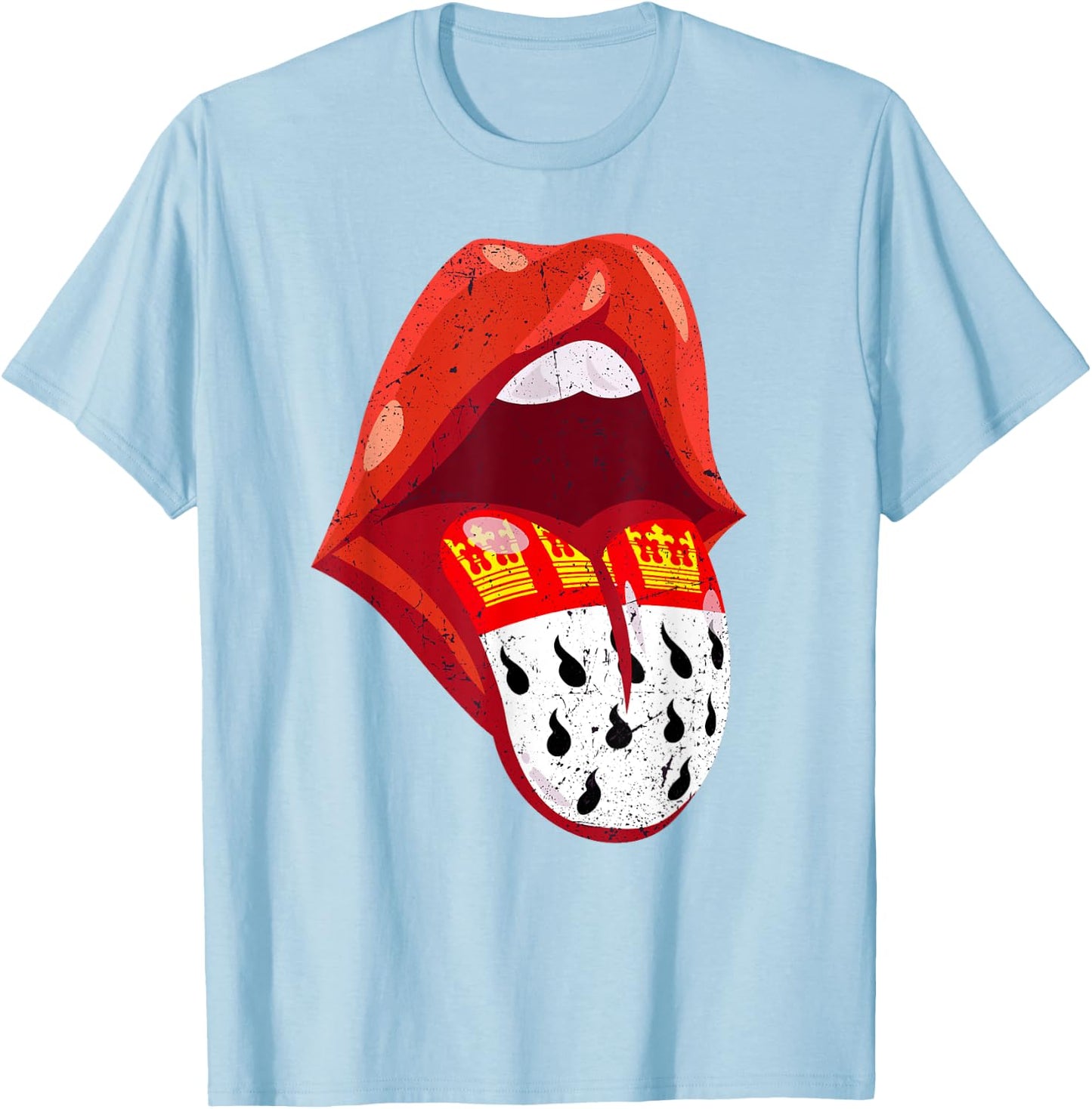 Cologne Carnival Costume Mouth with Tongue 2024 Red White Alaaf , red T-Shirt - T-Shirt | Light Blue