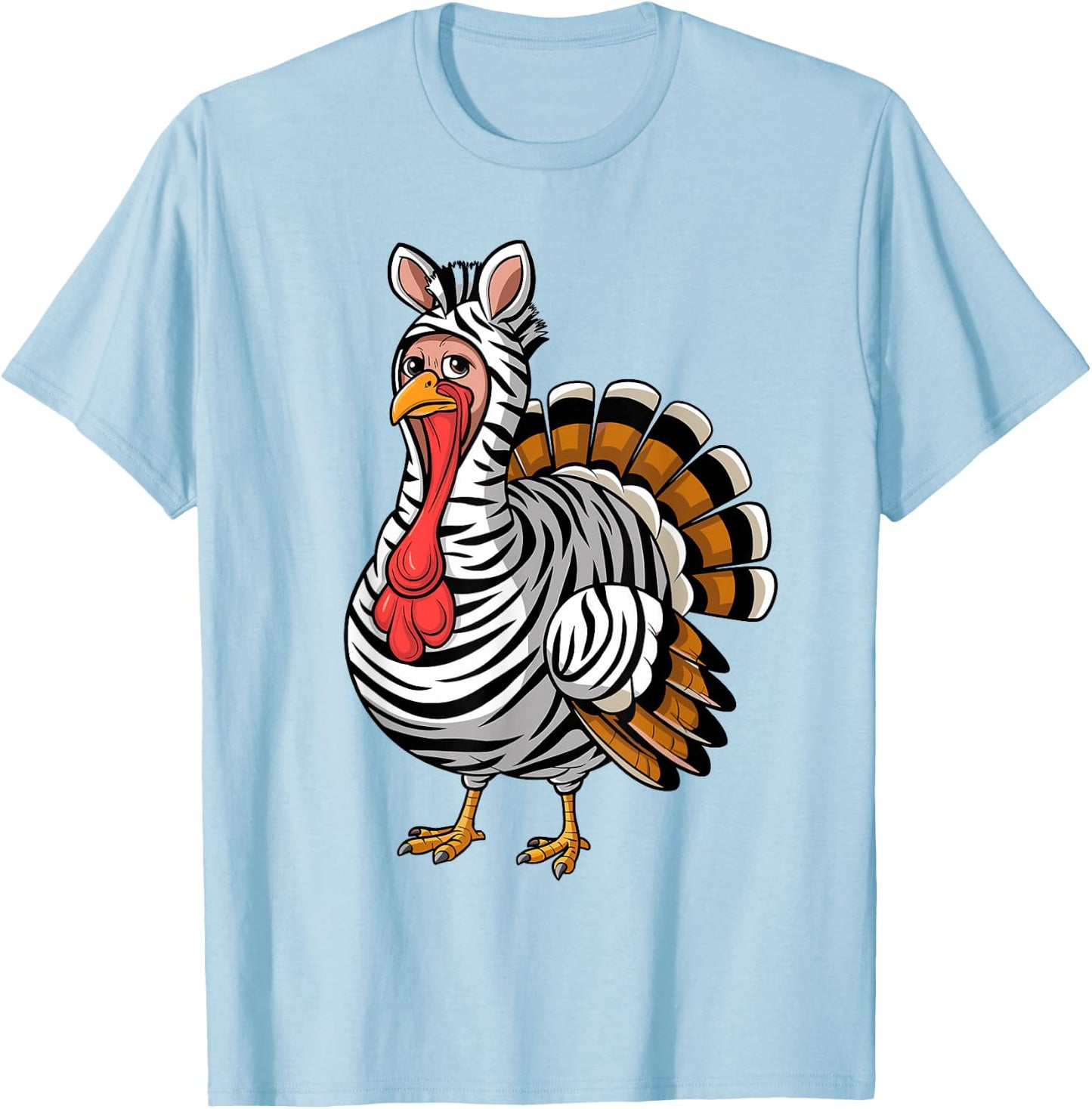Funny Thanksgiving Turkey Fake Zebra Disguise T-Shirt - T-Shirt | Light Blue