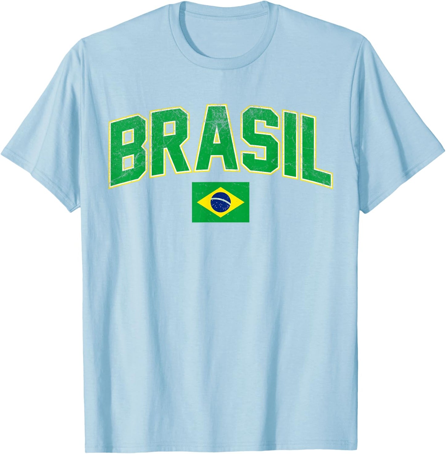 Brasil with Brazilian Flag Colors Men Women Kids Brazil Flag T-Shirt - T-Shirt | Light Blue