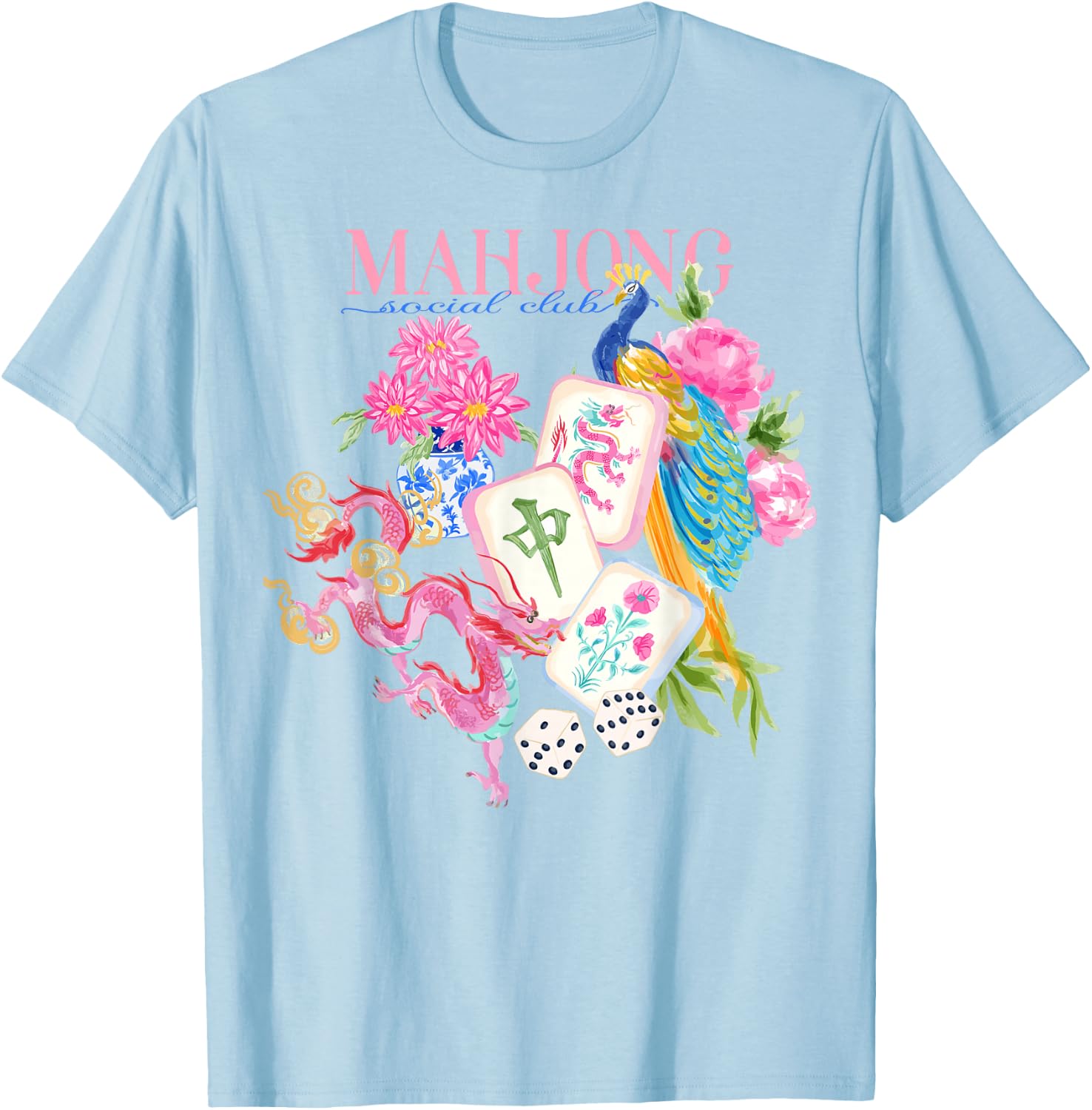Mahj My Mahjong Era Funny Mahjong Love Playing Chinese Game T-Shirt - T-Shirt | Light Blue