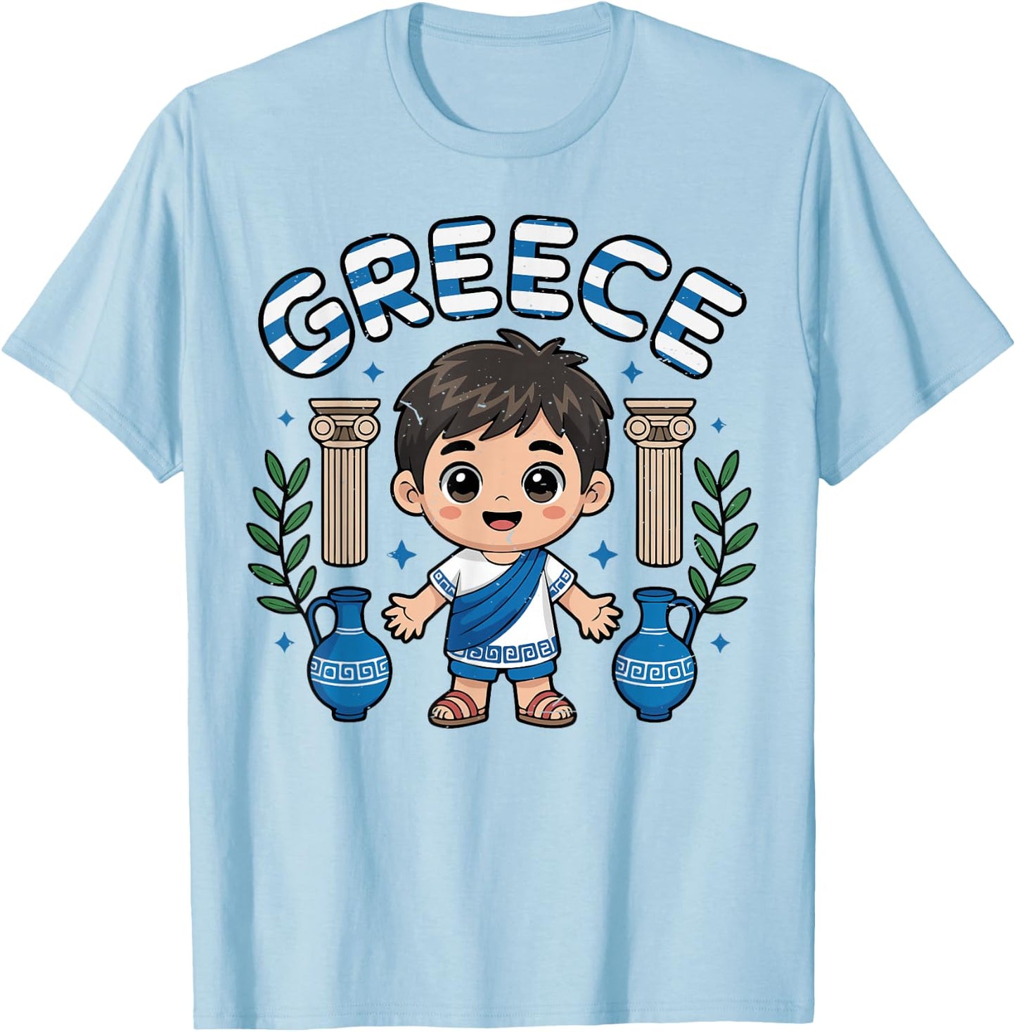 Toddler Boys Greece Greek Flag Funny Baby Kids Youth T-Shirt - T-Shirt | Light Blue