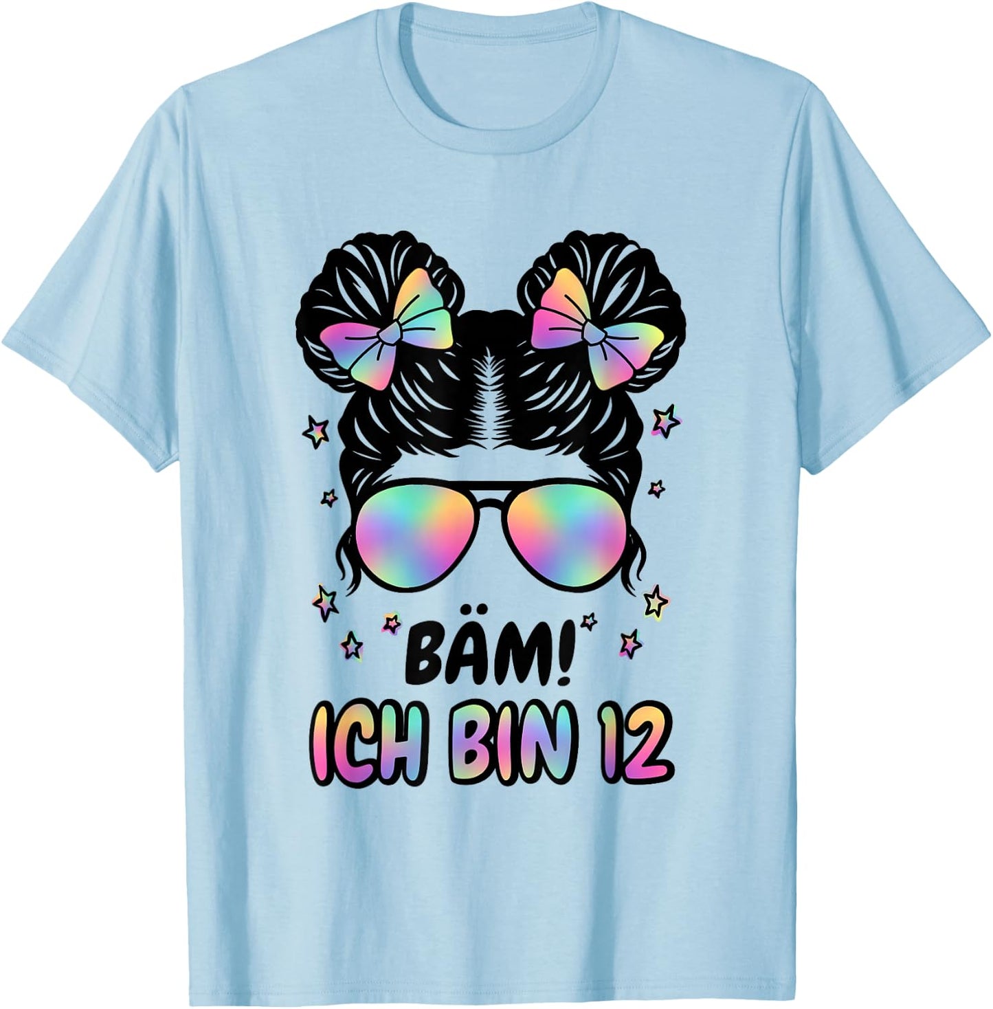 12. Geburtstag Mädchen Messy Bun Bäm! Ich Bin Zwölf T-Shirt - T-Shirt | Light Blue