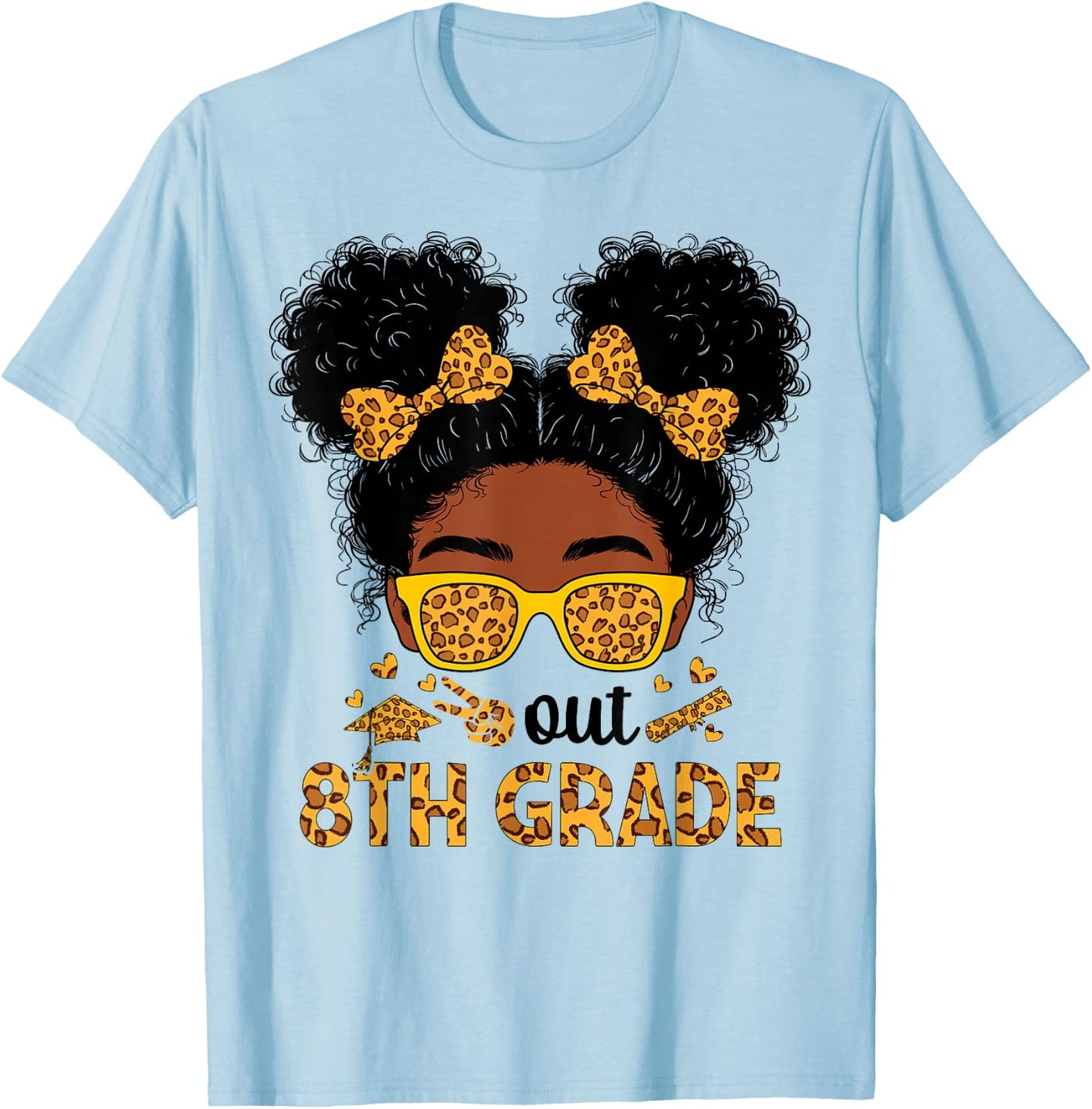 8th Grade Graduation Black Girls Shirt Peace Out 8th Grade T-Shirt - T-Shirt | Light Blue