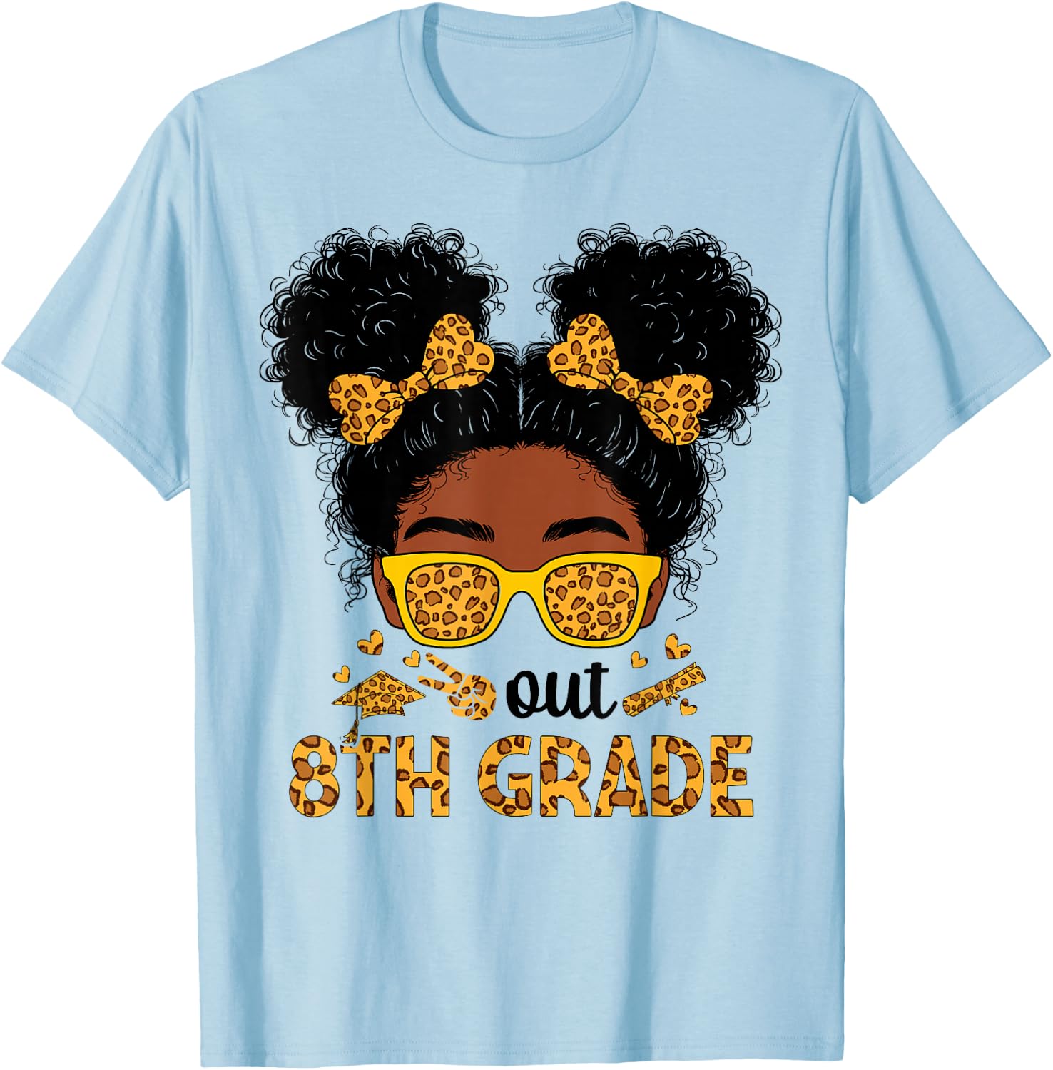 8th Grade Graduation Black Girls Shirt Peace Out 8th Grade T-Shirt - T-Shirt | Light Blue