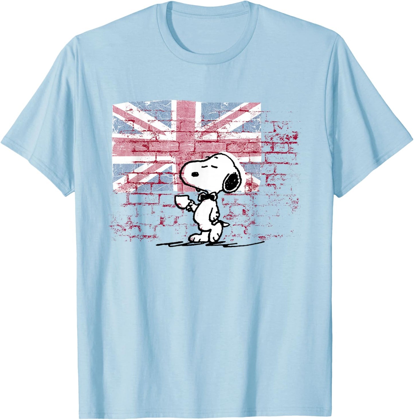 Peanuts Snoopy Posh Union Jack Wall , White T-Shirt - T-Shirt | Light Blue