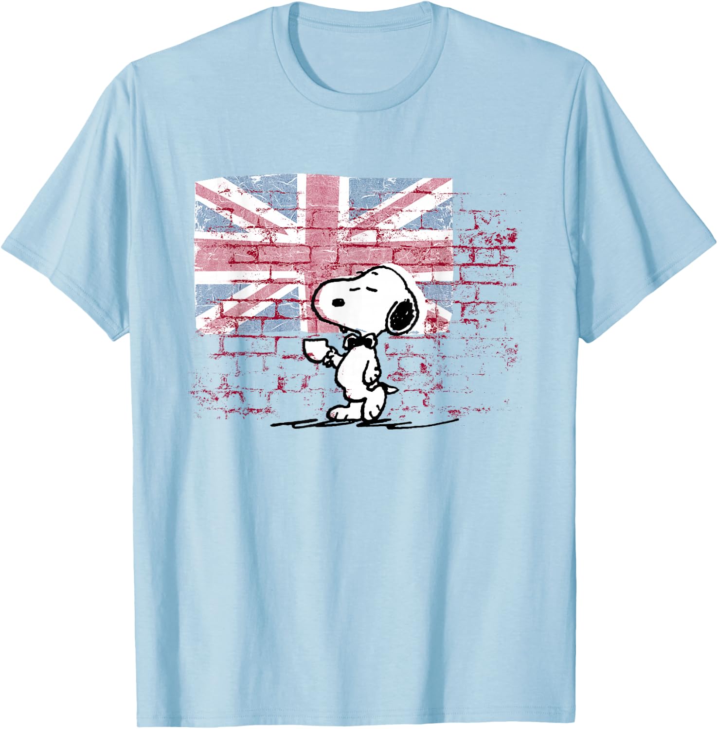 Peanuts Snoopy Posh Union Jack Wall , White T-Shirt - T-Shirt | Light Blue