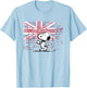 Peanuts Snoopy Posh Union Jack Wall , White T-Shirt - T-Shirt | Light Blue