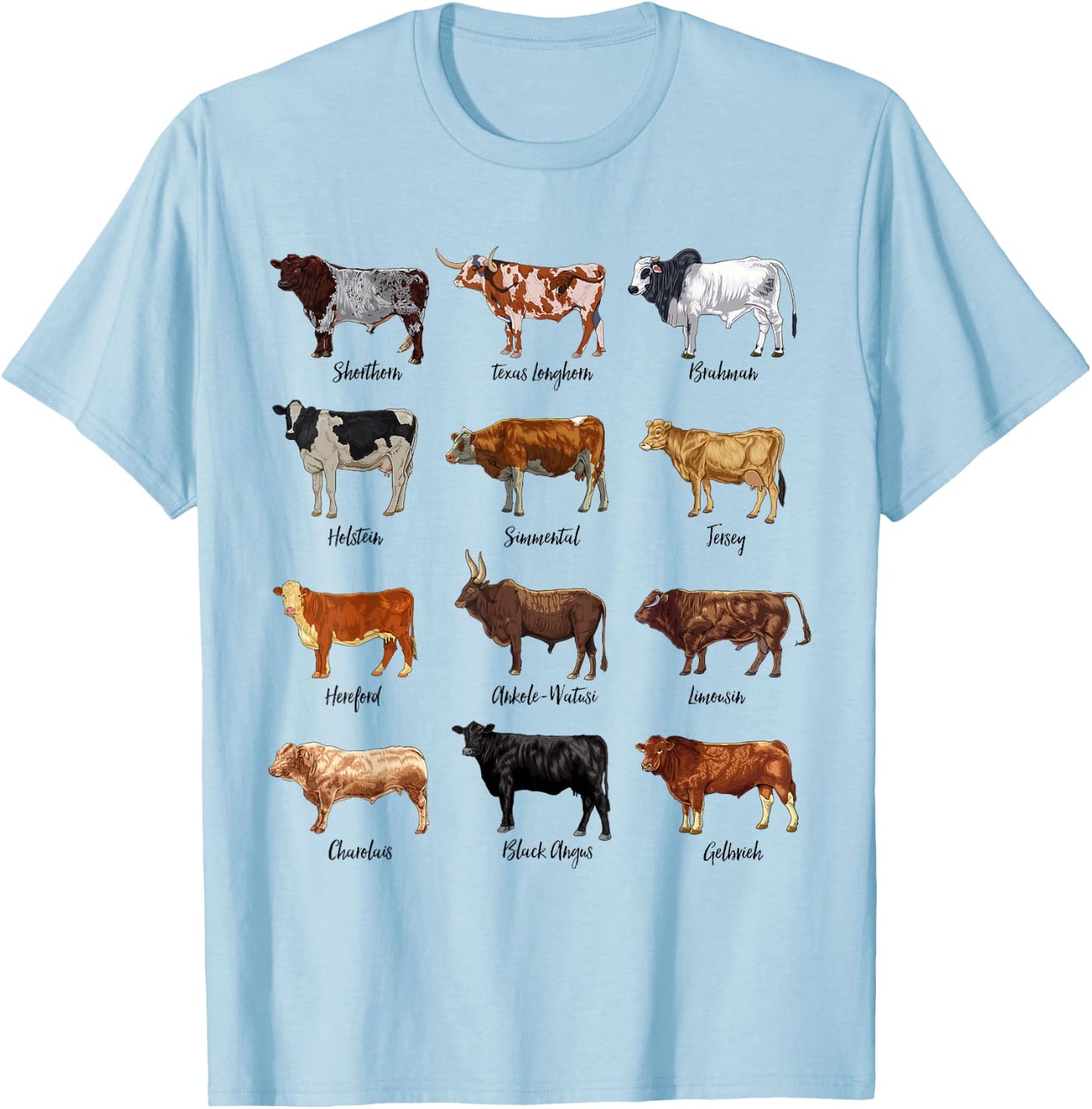 Cow drawings - types of cattle T-Shirt - T-Shirt | Light Blue