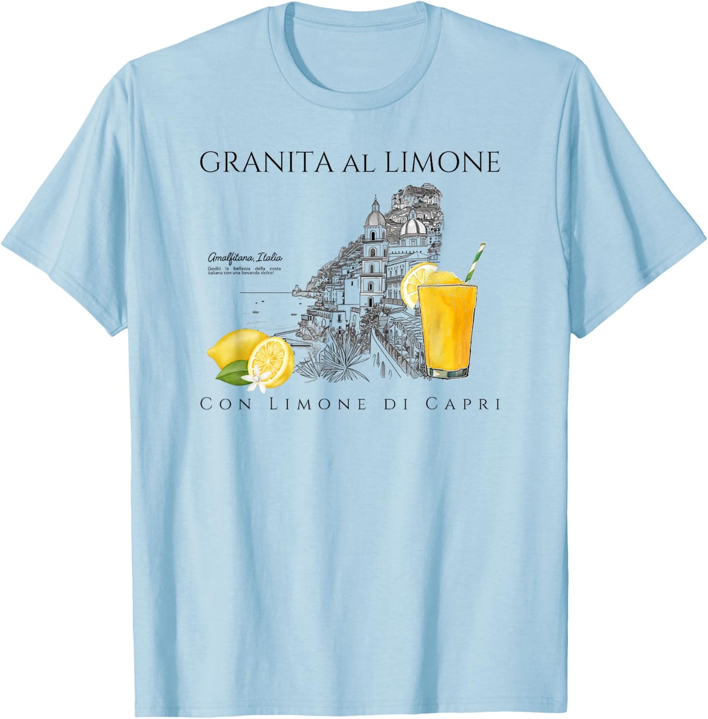 Amalfi Coast Lemons Granita al Limone, Capri Italy , white, S T-Shirt - T-Shirt | Light Blue