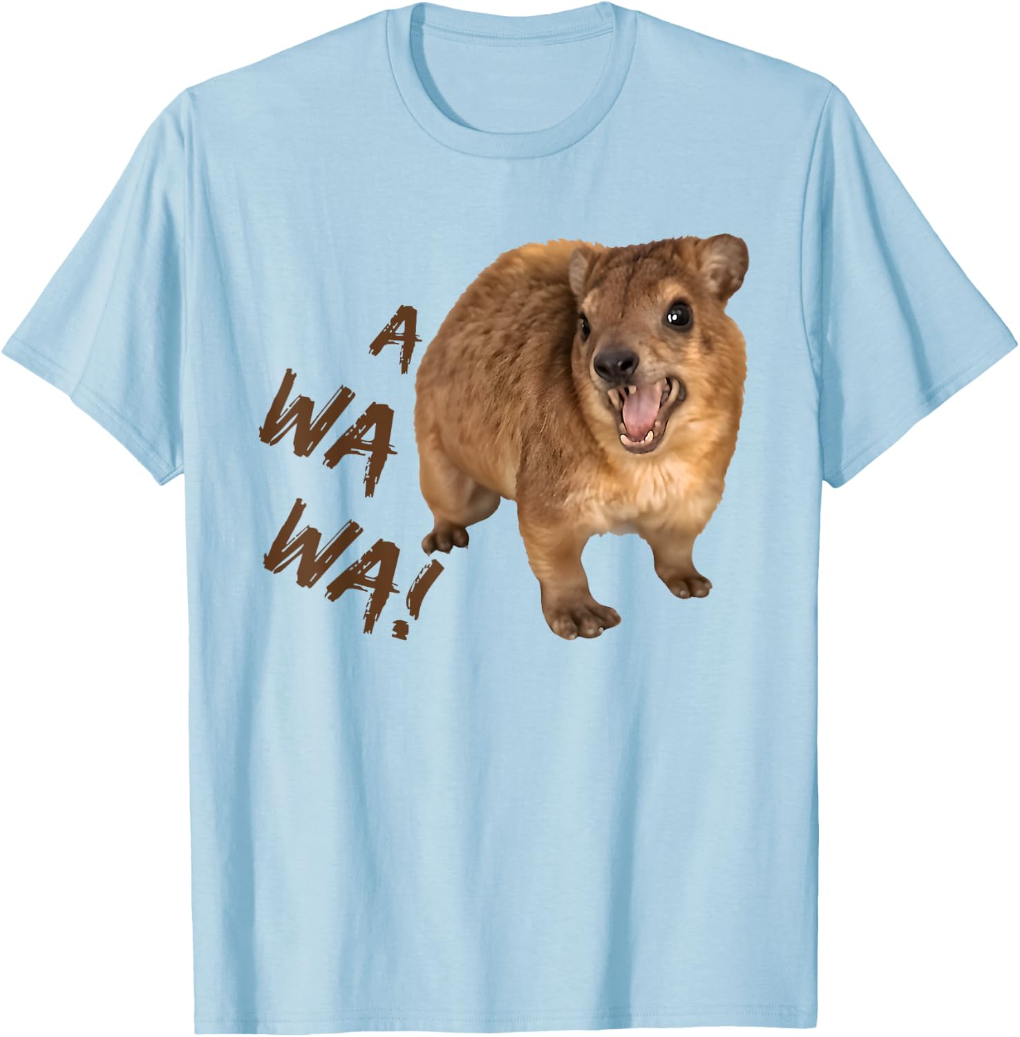 Awawa! Angry Screaming Hyrax Meme T-Shirt - T-Shirt | Light Blue