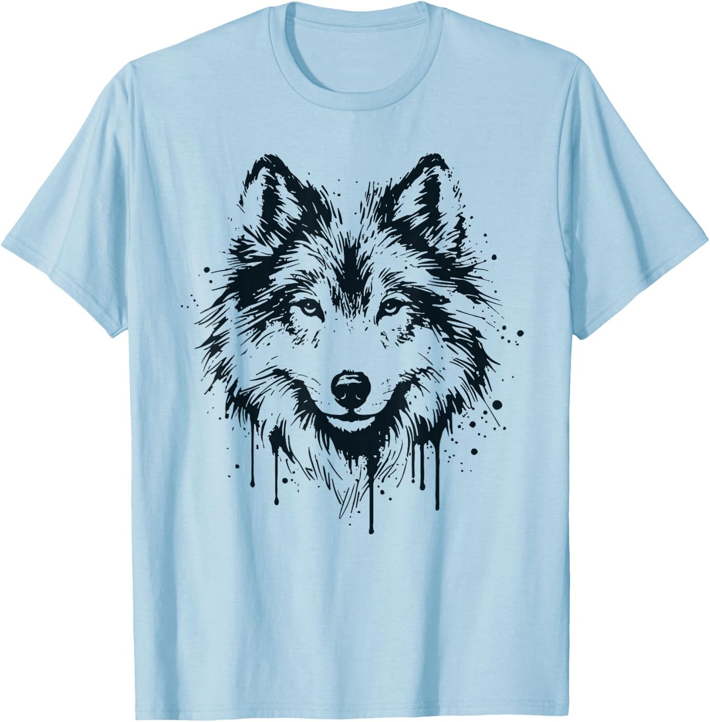 Wolf Woman Girl Boy Child Drawing Art Wolf Design , white, S T-Shirt - T-Shirt | Light Blue