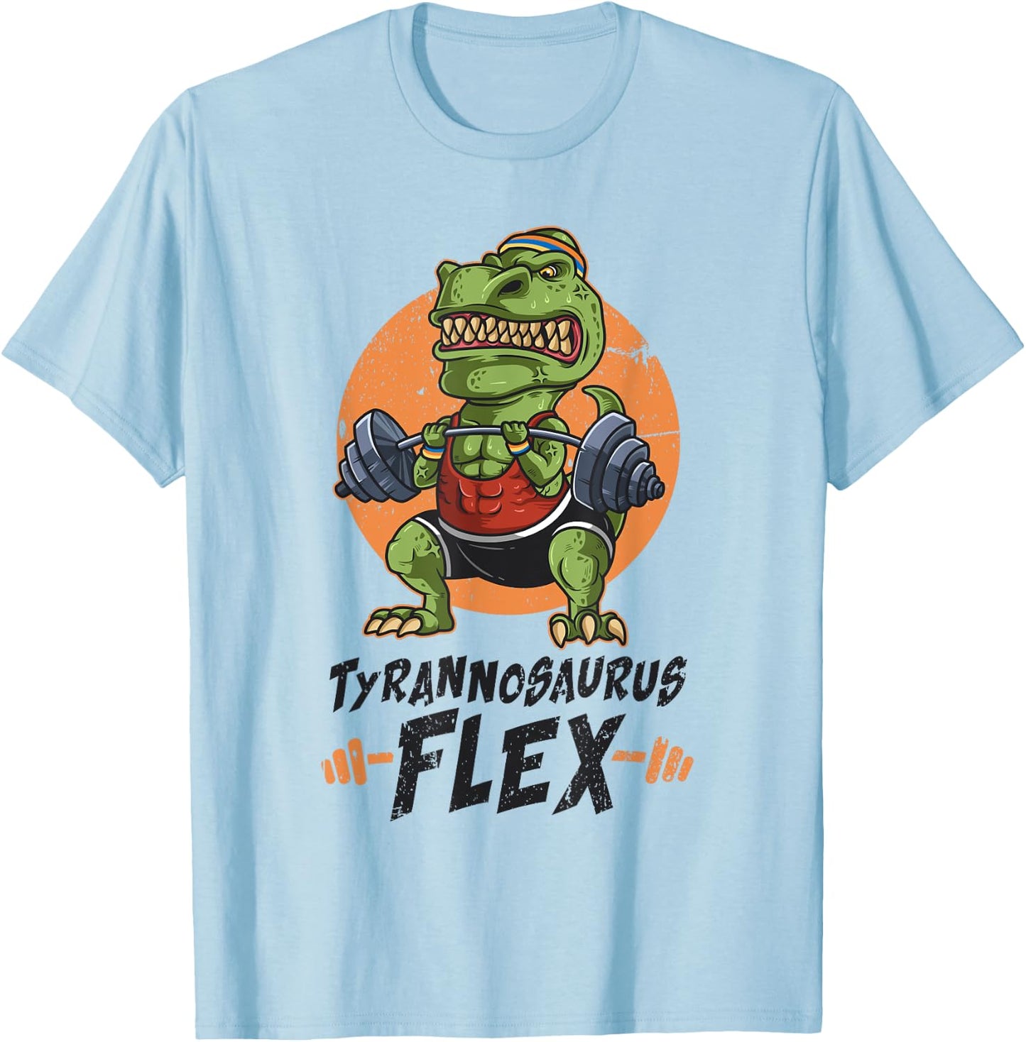 T-Rex Weightlifting Tyrannosaurus Flex Workout Dino Gym Gift T-Shirt - T-Shirt | Light Blue