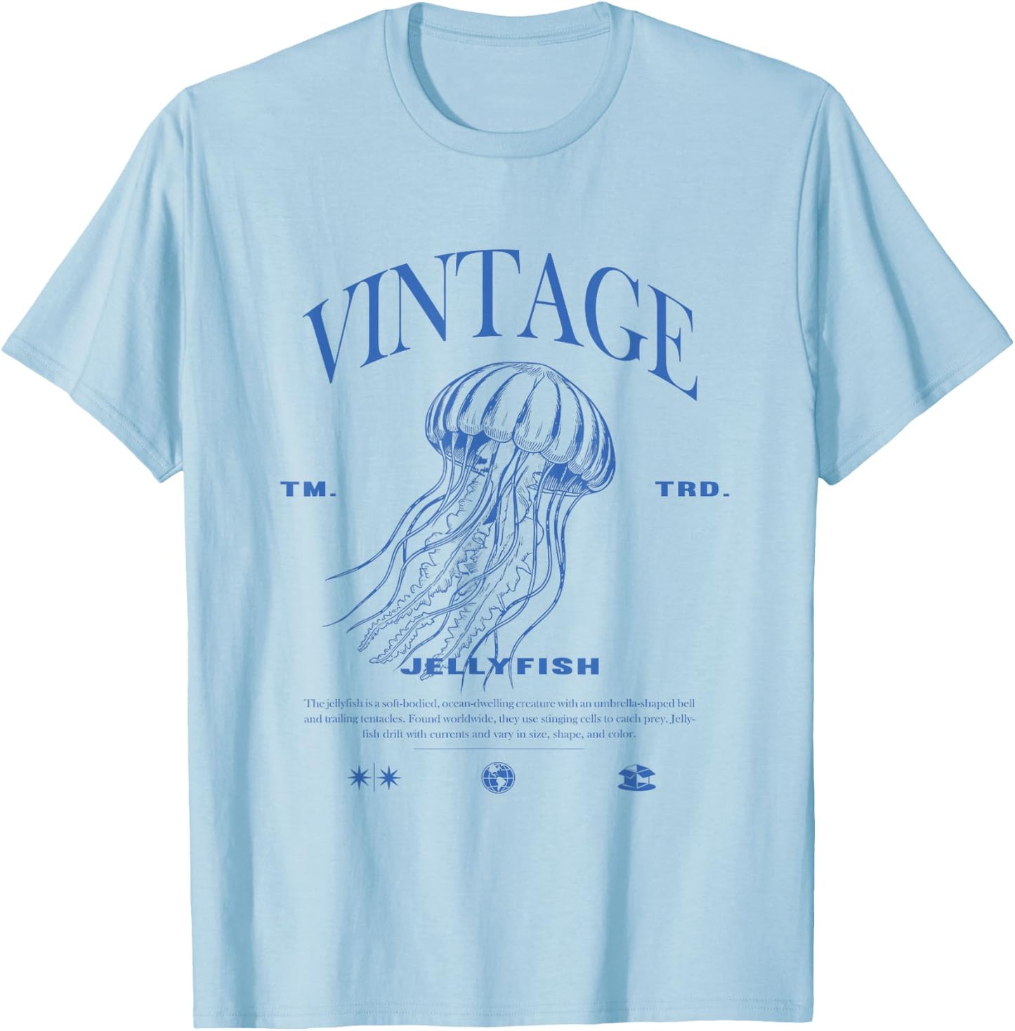 Jellyfish Vintage , White T-Shirt - T-Shirt | Light Blue