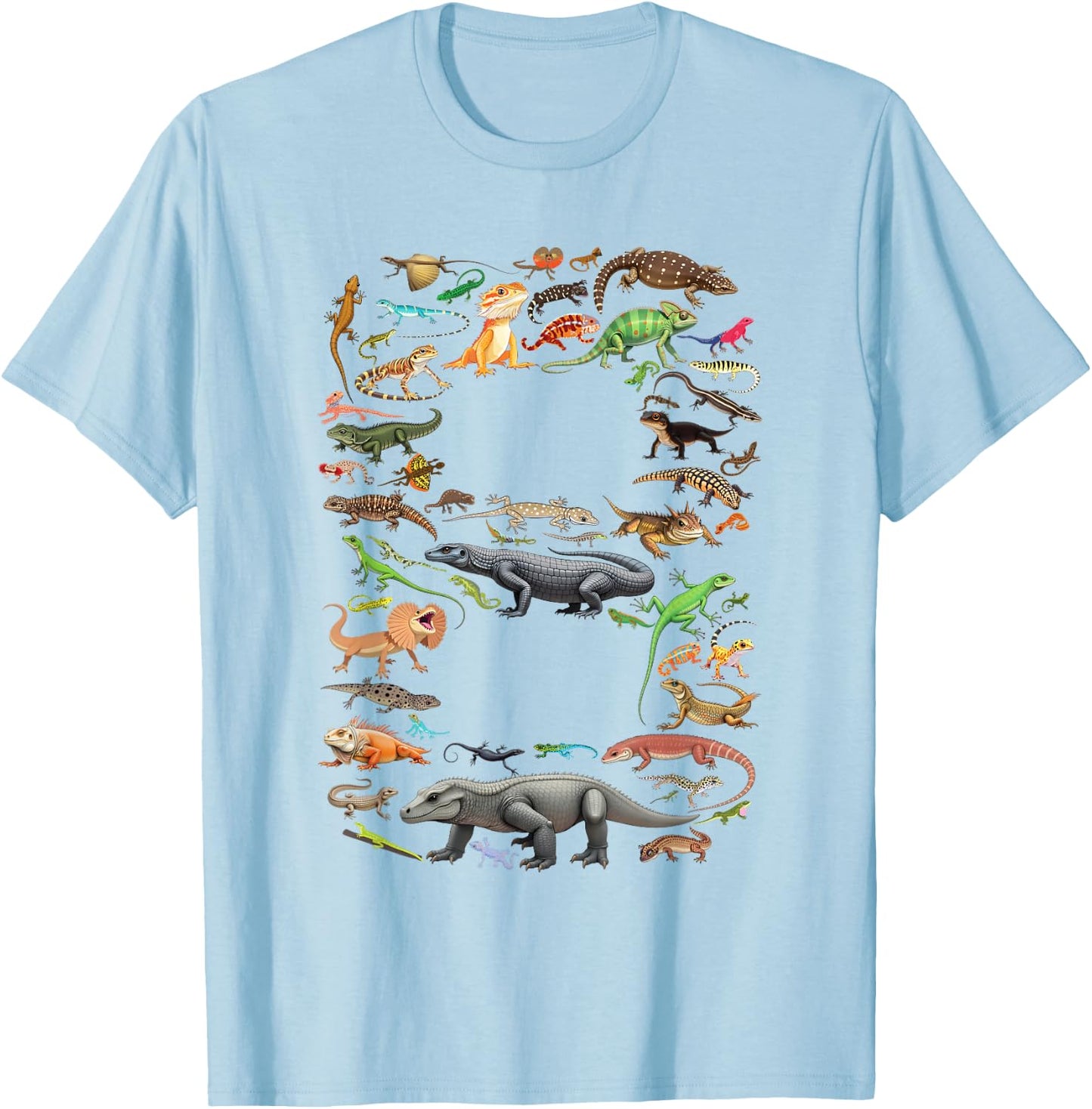 8 Years Old 8th Birthday Lizards Reptiles Figures Number T-Shirt - T-Shirt | Light Blue