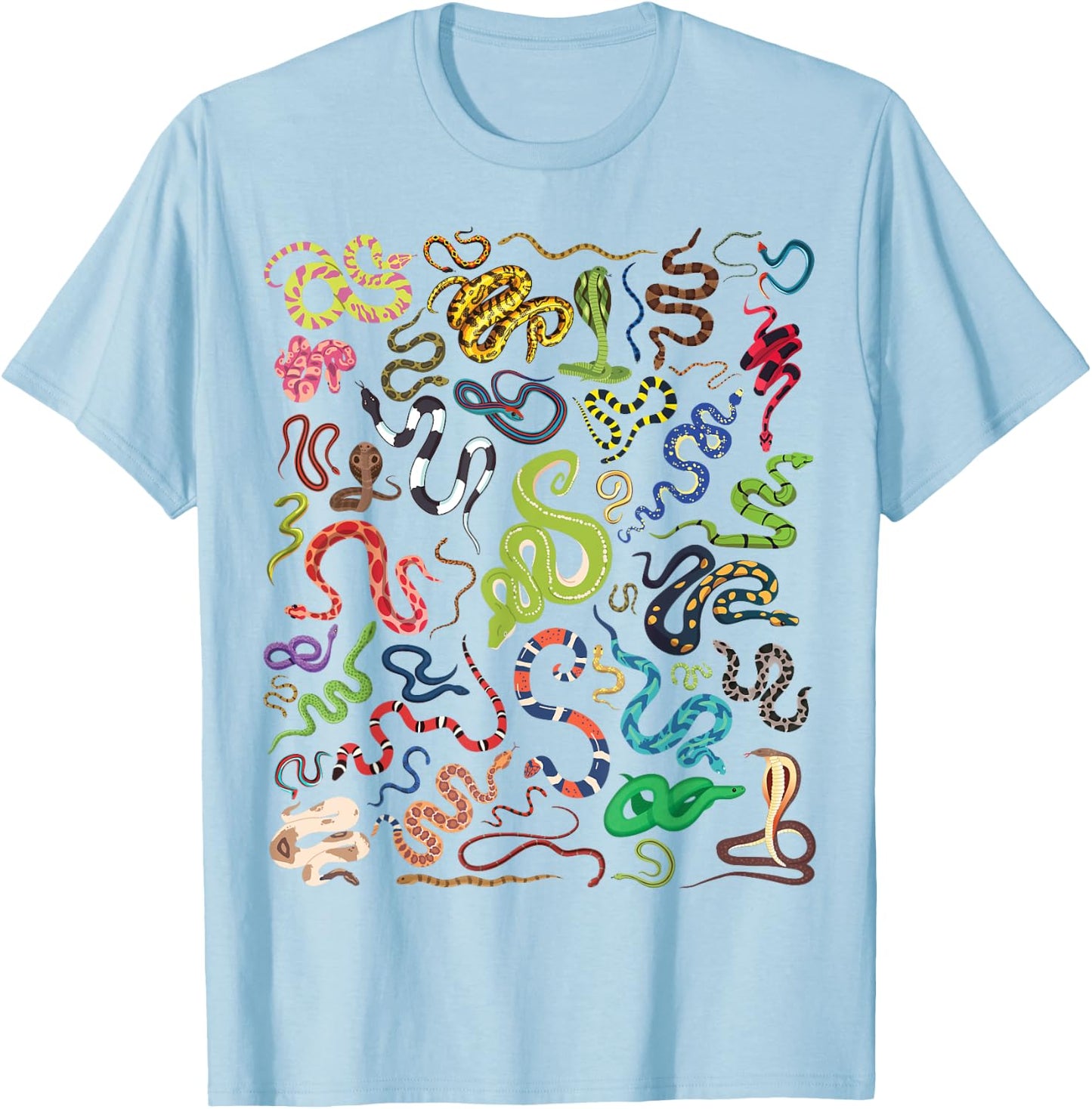 Types Of Snakes Educational Herpetologist Kids Boys Girls T-Shirt - T-Shirt | Light Blue