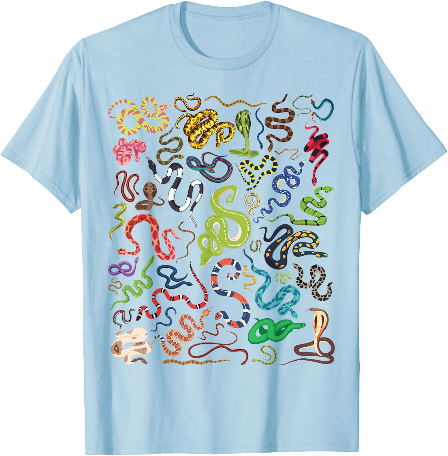 Types Of Snakes Educational Herpetologist Kids Boys Girls T-Shirt - T-Shirt | Light Blue