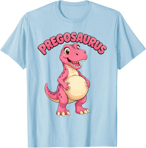 Mom Pregosaurus Cute Dinosaur Pregnancy Announcement T-Shirt - T-Shirt | Light Blue