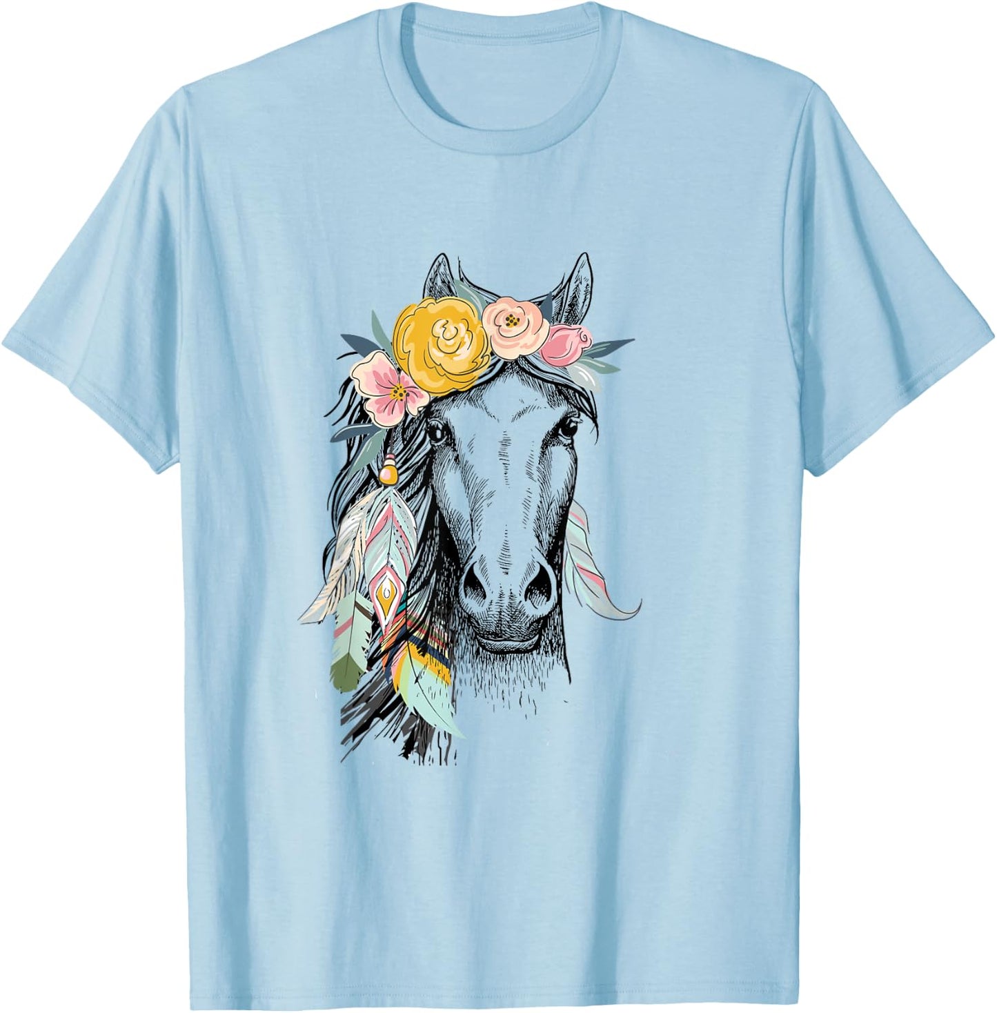 Cowgirls and Girls Who Love Horses Cute Hippy Boho Western T-Shirt - T-Shirt | Light Blue