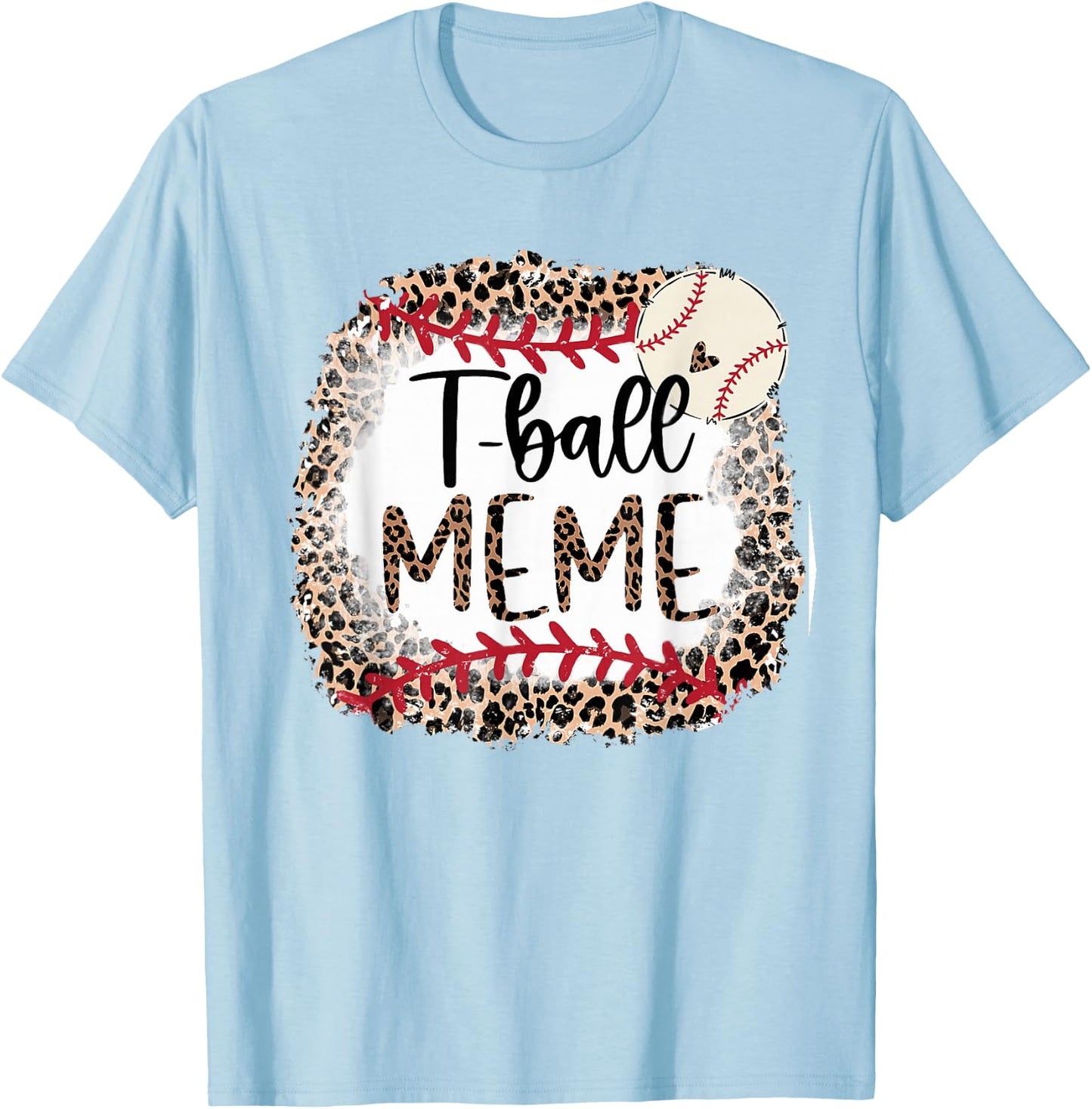 Leopard T-Ball Meme T-Ball Mama Baseball Mama Mother's Day T-Shirt - T-Shirt | Light Blue