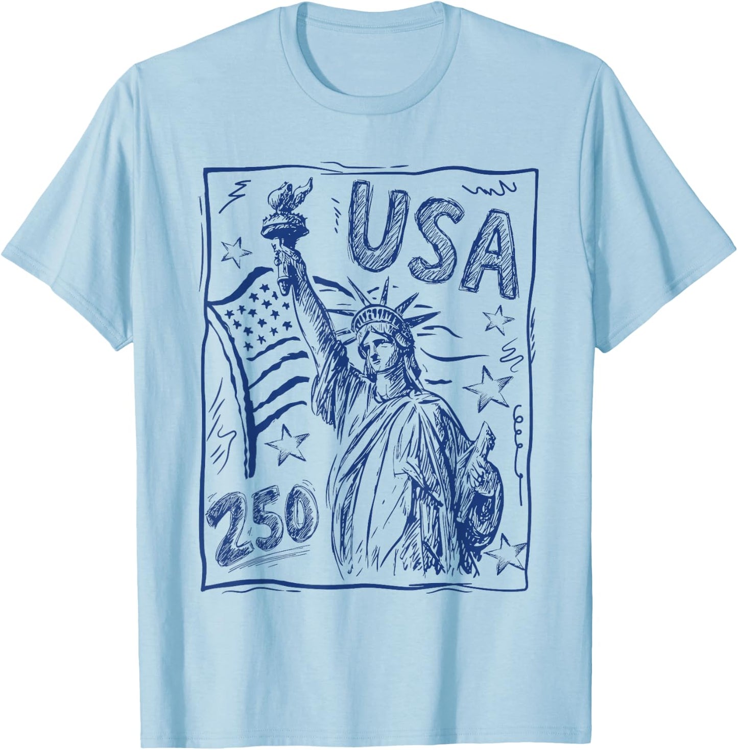 250 Anniversary USA Patriotic 250 Years American 4th of July T-Shirt - T-Shirt | Light Blue