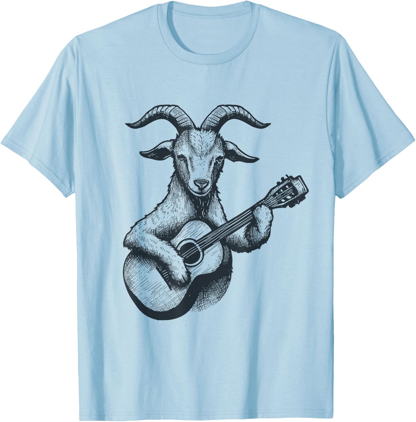Goat Playing Guitar Goat Musician Guitarist Funny Vintage T-Shirt - T-Shirt | Light Blue