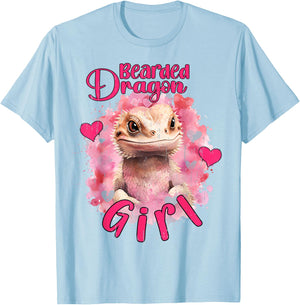 Bearded Dragon Girl Cute Pet Lizard Pink Girls Reptile Theme T-Shirt - T-Shirt | Light Blue