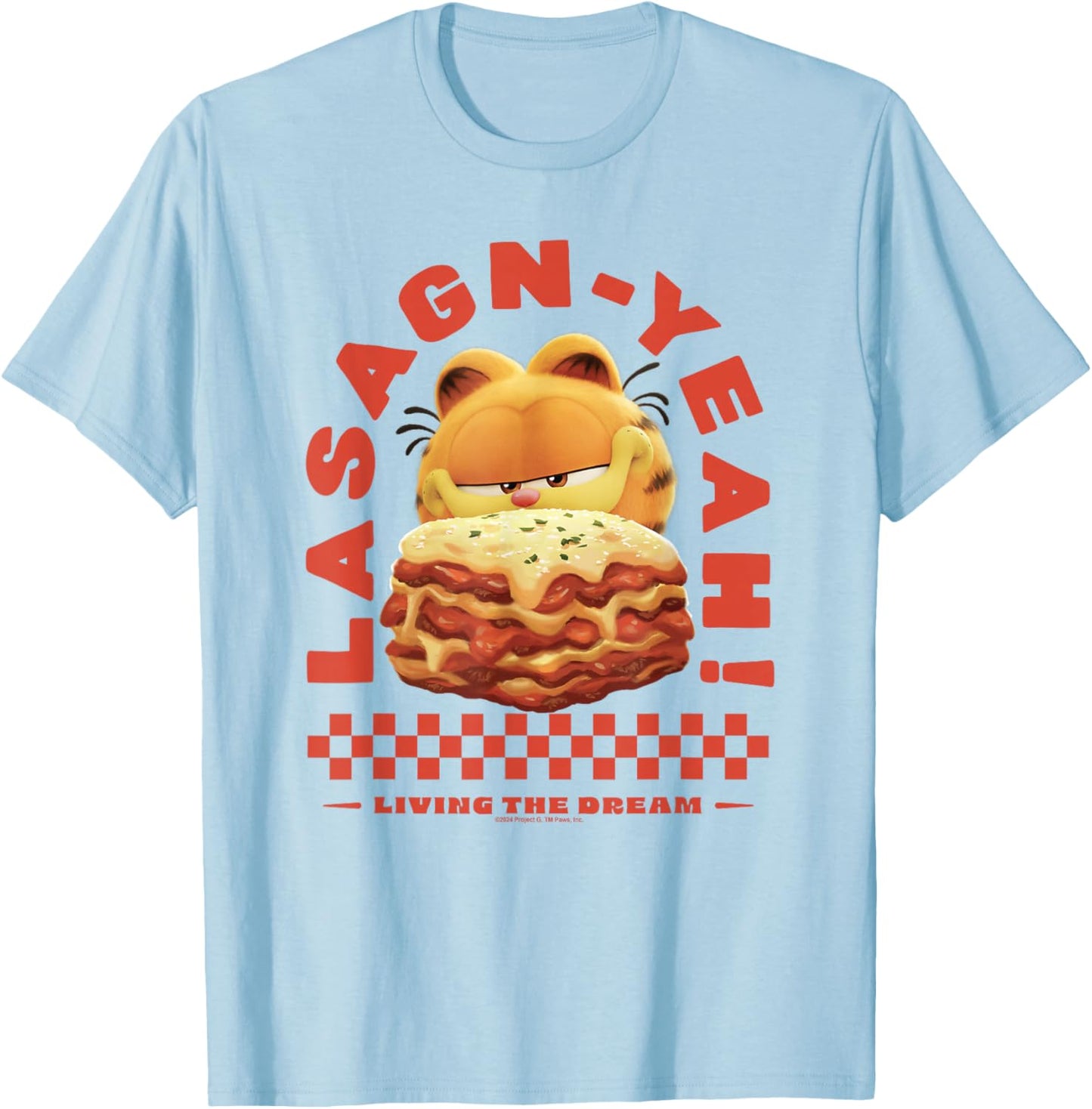 Garfield Lasagn-yeah , Blue, S T-Shirt - T-Shirt | Light Blue