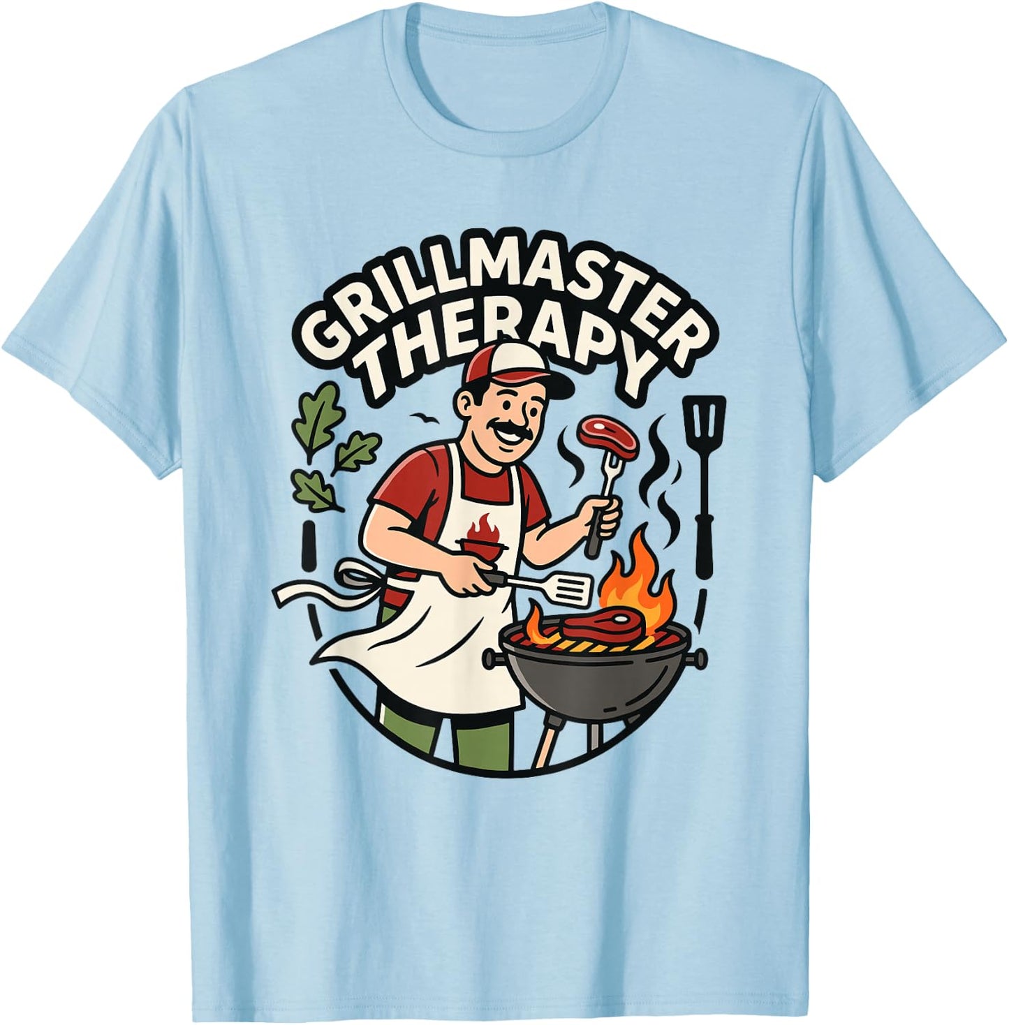 Grillmaster Therapy Grilling Humor BBQ Dad Quot T-Shirt - T-Shirt | Light Blue