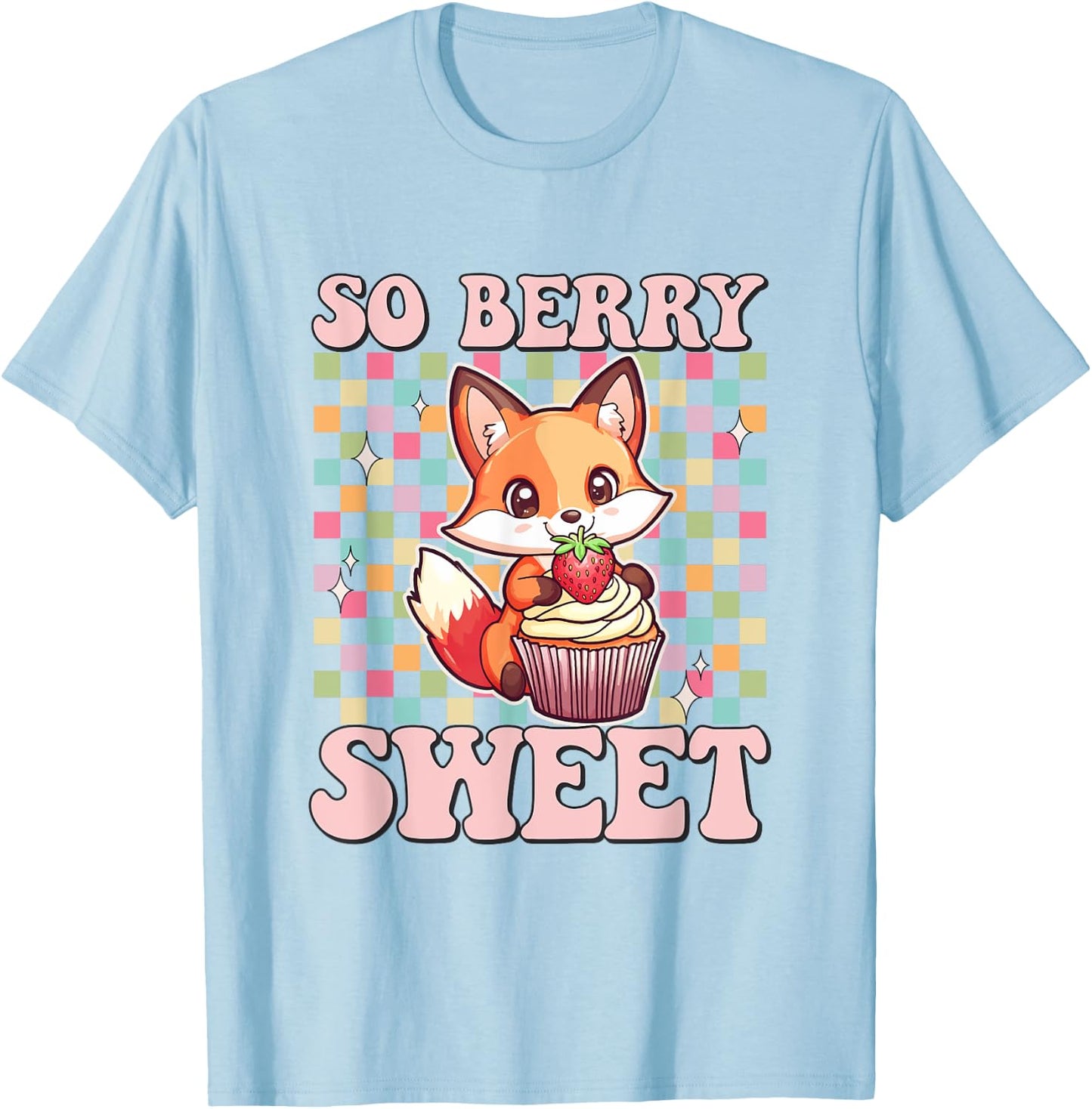 Fox eating Strawberry Cupcake Toddler Girl Foxes Muffin T-Shirt - T-Shirt | Light Blue