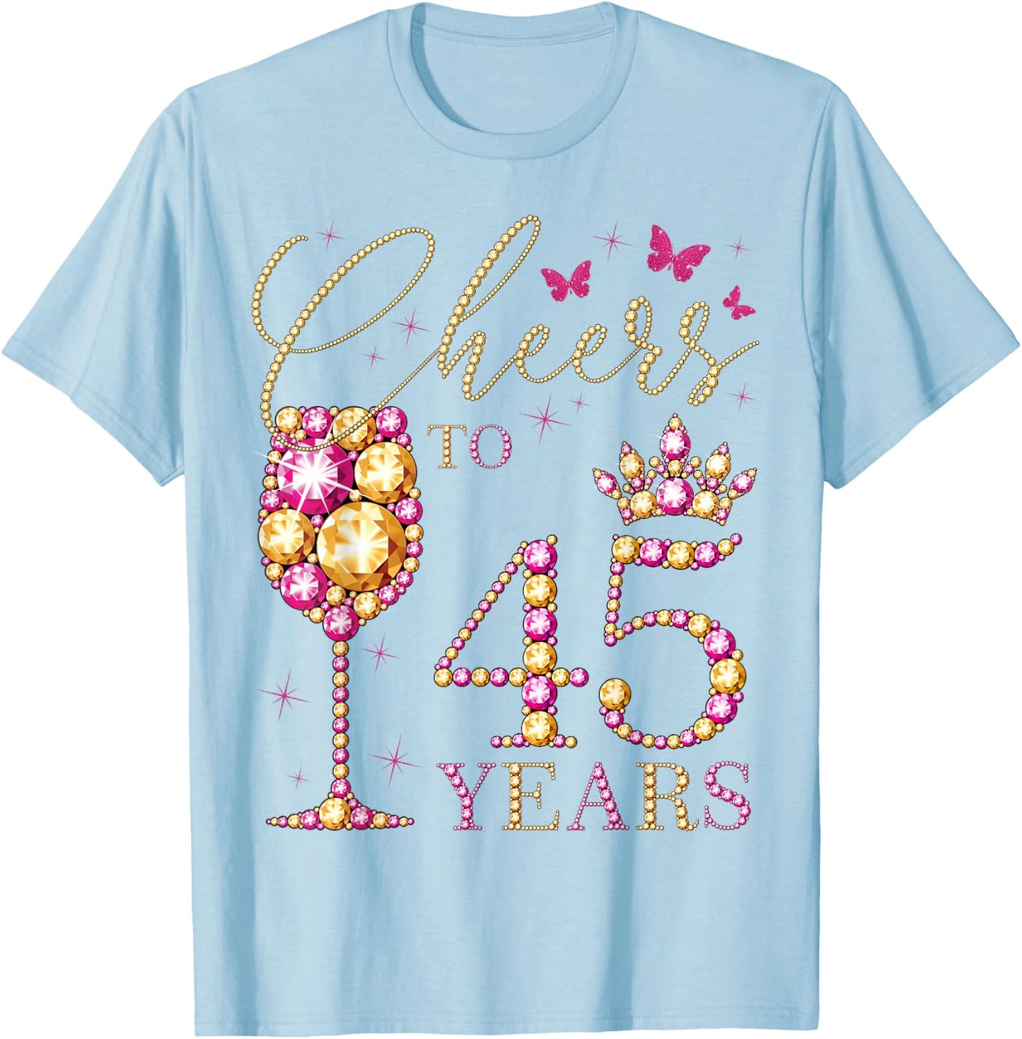 A High on 45 Years, 45 Year Old Women, Queen 45th Birthday , White, S T-Shirt - T-Shirt | Light Blue