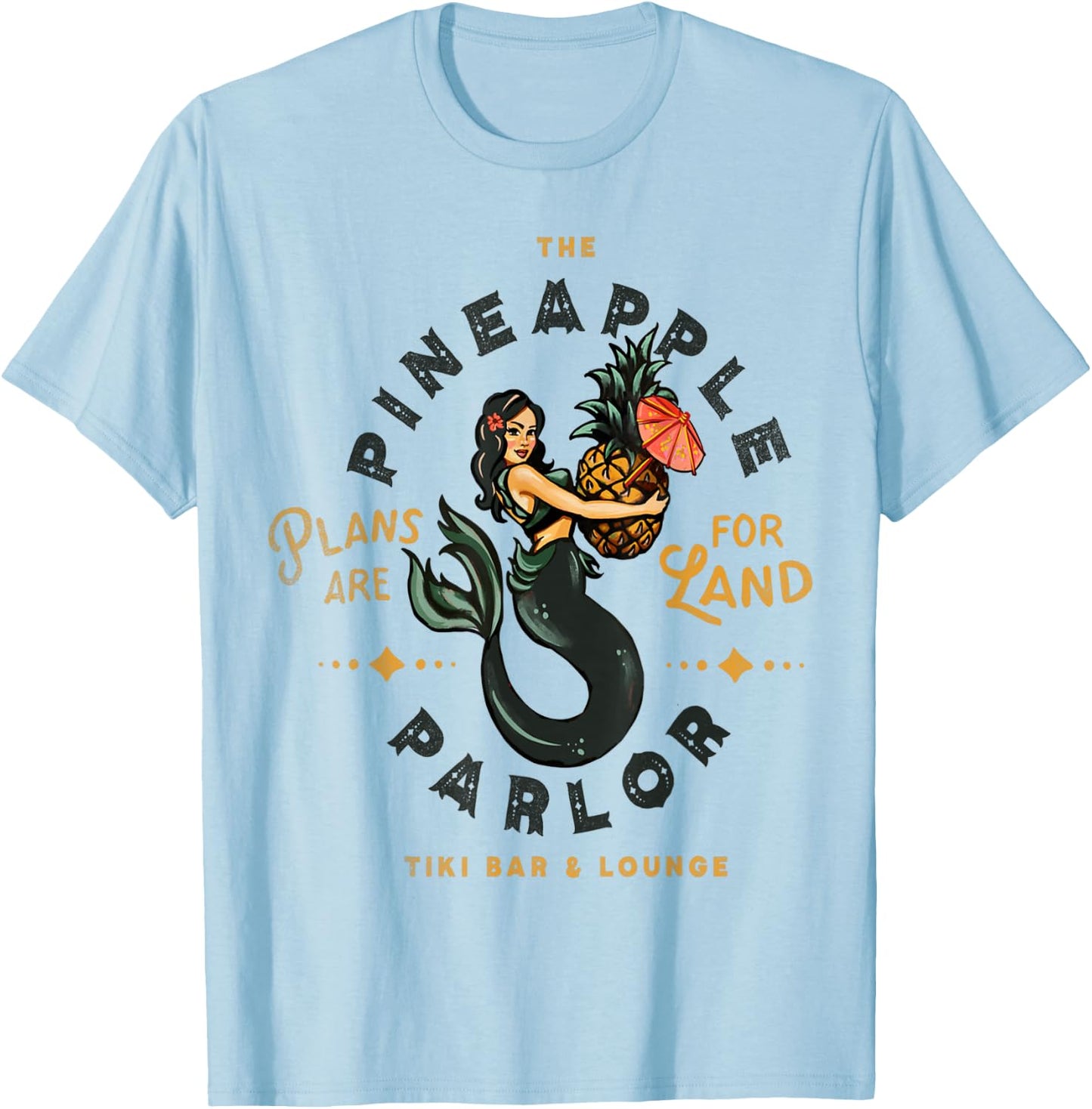 The Pineapple Parlor Tiki Bar & Lounge Vintage Pinup Mermaid T-Shirt - T-Shirt | Light Blue