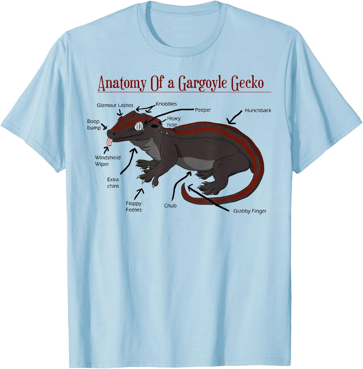 Anatomy of a Gargoyle Gecko T-Shirt - T-Shirt | Light Blue