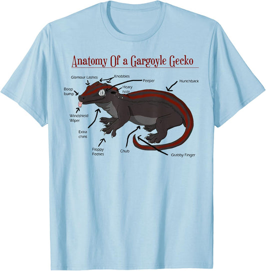 Anatomy of a Gargoyle Gecko T-Shirt - T-Shirt | Light Blue