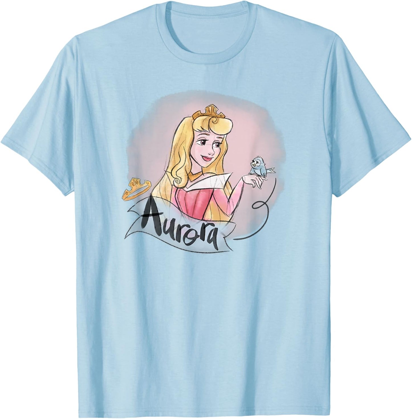 Disney Sleeping Beauty Princess Aurora in Dress Pink , white, S T-Shirt - T-Shirt | Light Blue
