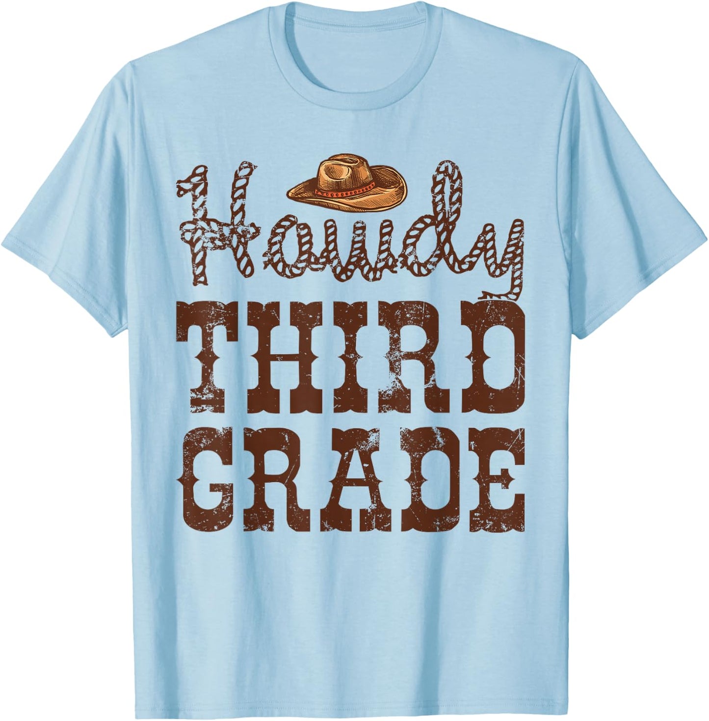 Howdy Third Grade Teacher Cowboy Cowgirl Back to School T-Shirt - T-Shirt | Light Blue