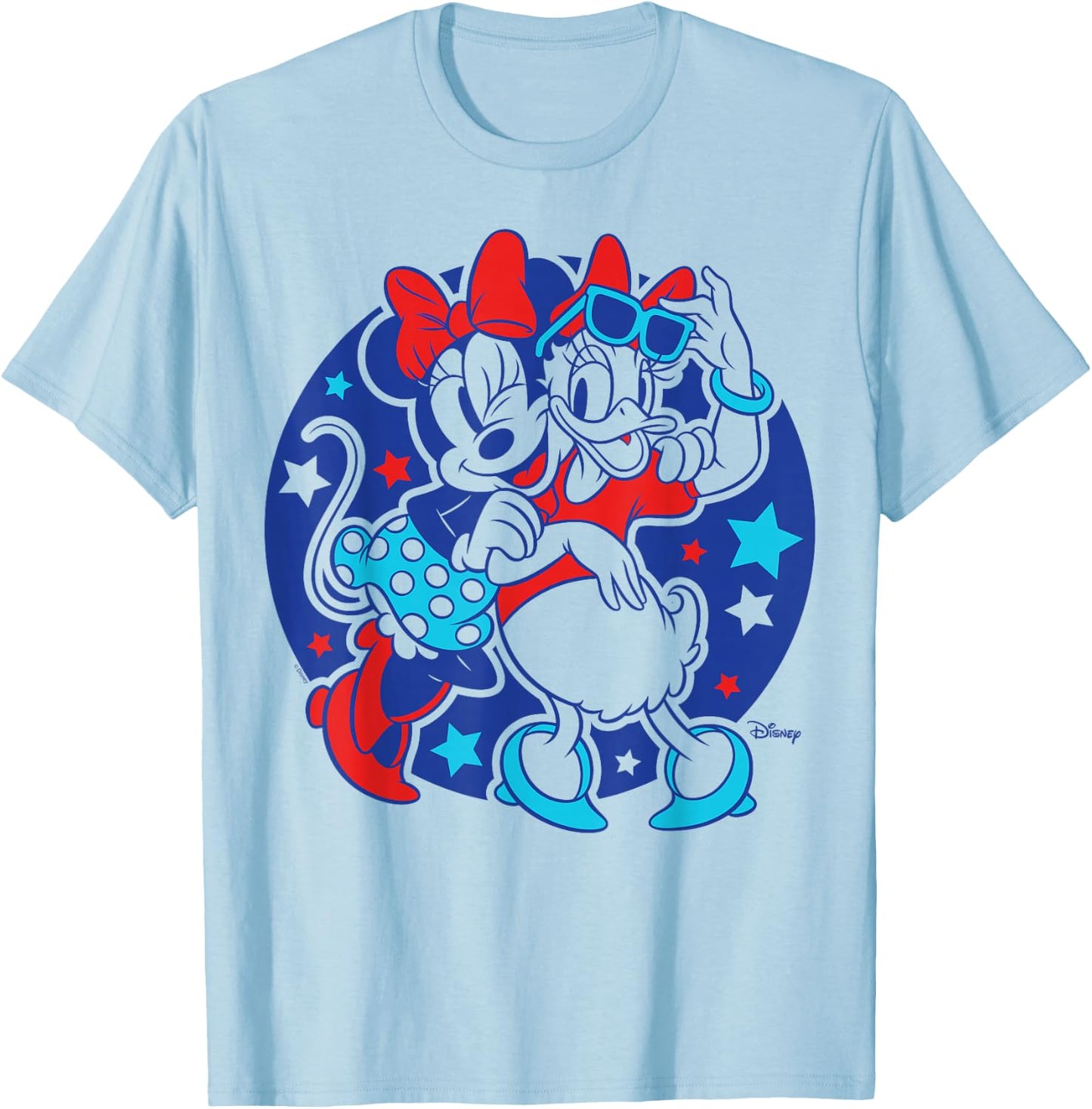 Minnie Mouse And Daisy Duck - Americana Red White And Blue T-Shirt - T-Shirt | Light Blue