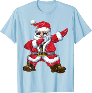 Vintage Christmas Boys Kids Men Xmas Gifts Dabbing Santa T-Shirt - T-Shirt | Light Blue