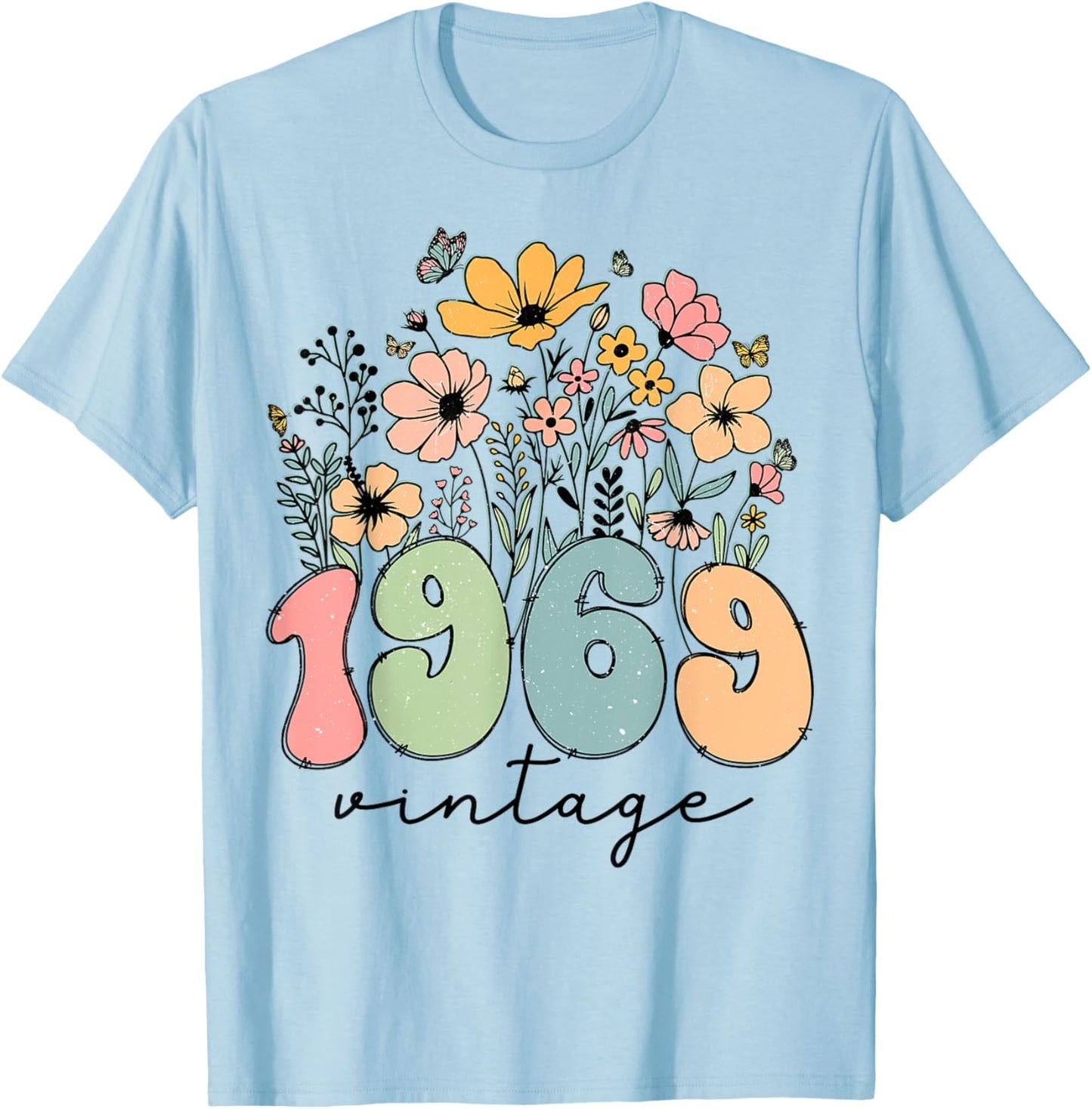 55 Years Old Vintage 1969 Flowers 55th Birthday Floral Women T-Shirt - T-Shirt | Light Blue