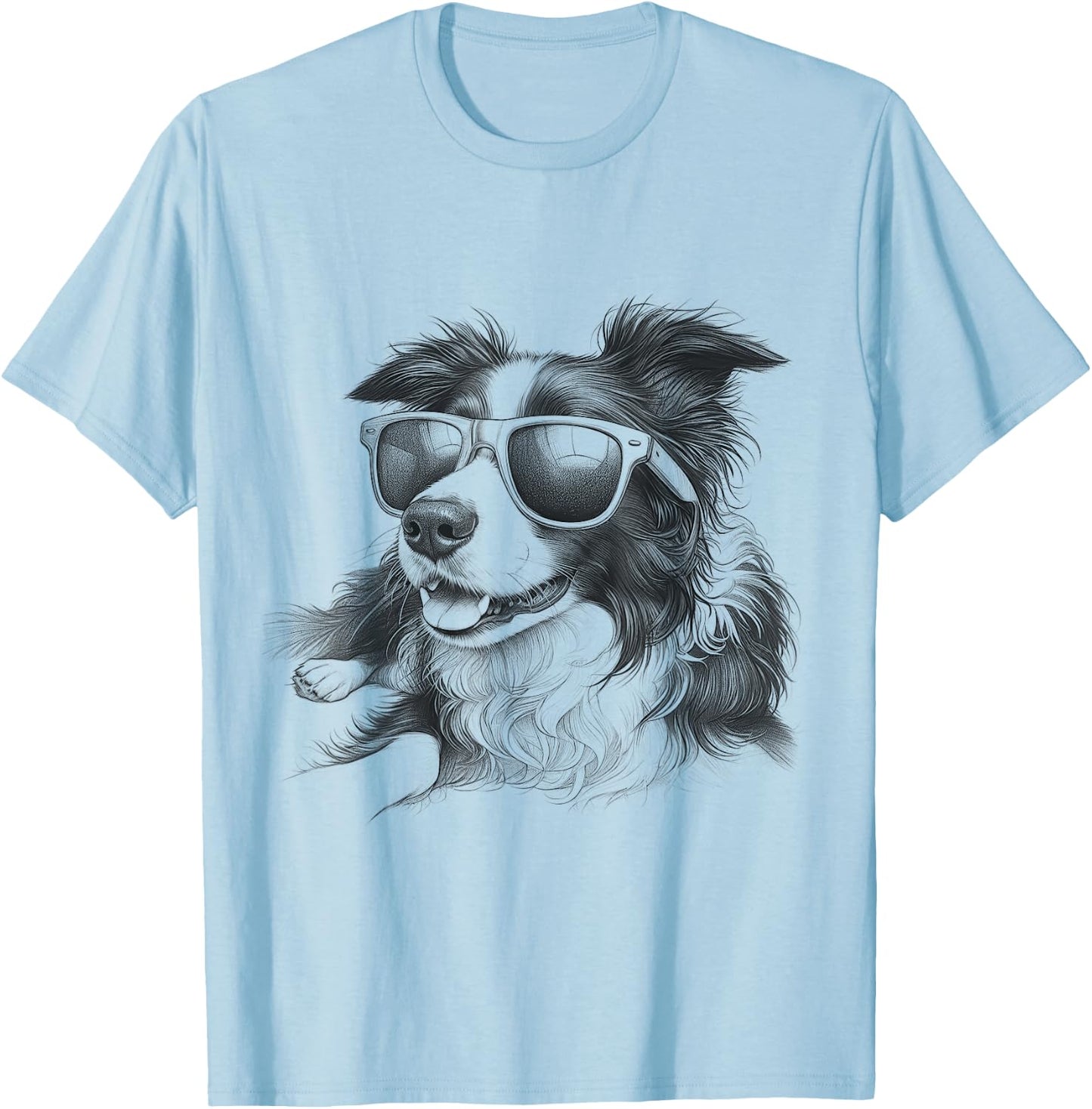 Border Collie With Sunglasses Design And Kids T-Shirt - T-Shirt | Light Blue