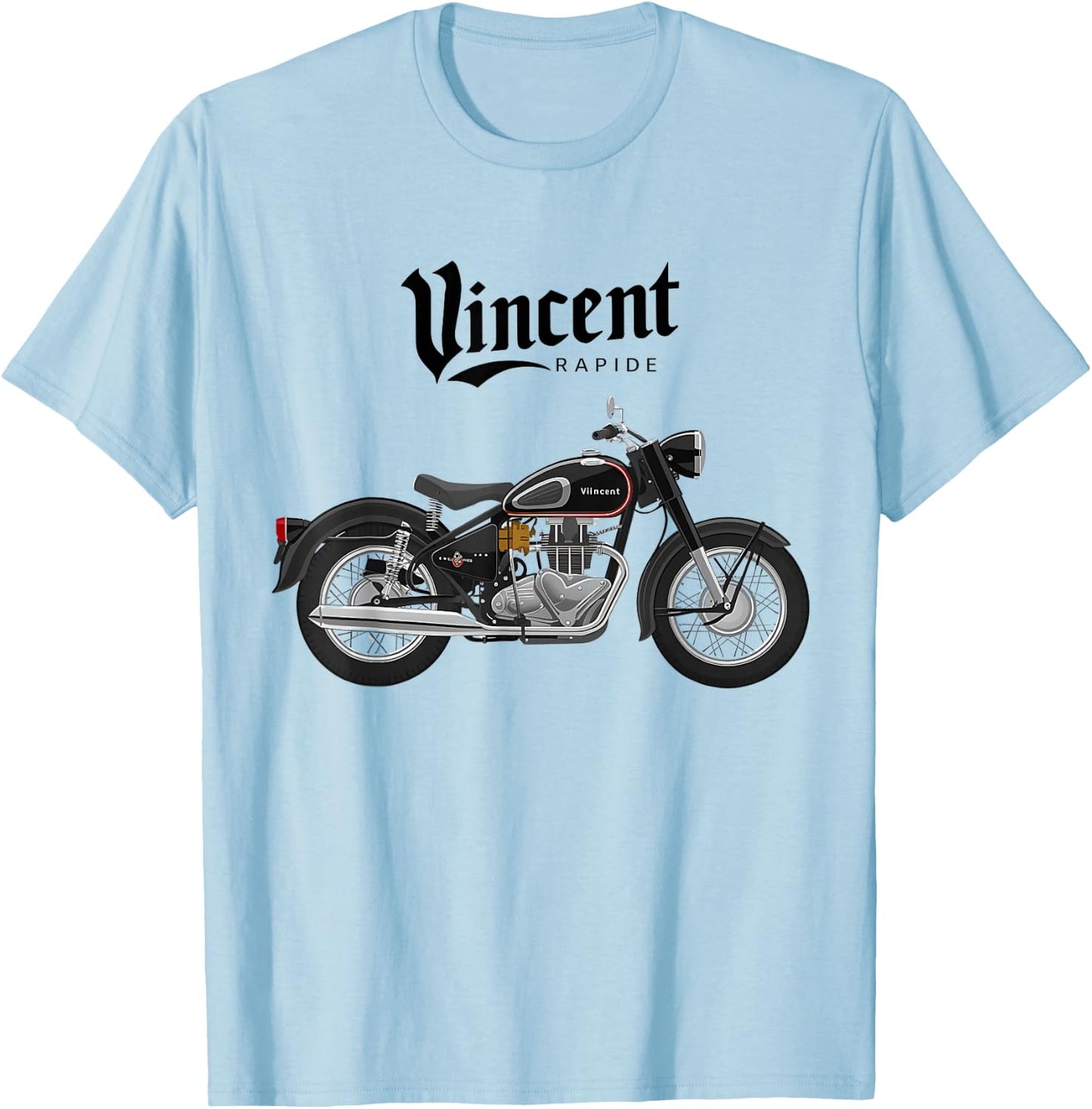Vincent Rapide Vintage Motorcycle Graphic T Shirt, white, S T-Shirt - T-Shirt | Light Blue