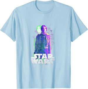 Star Wars Rogue One Epic Jyn Erso Retro Silhouette Portrait T-Shirt - T-Shirt | Light Blue